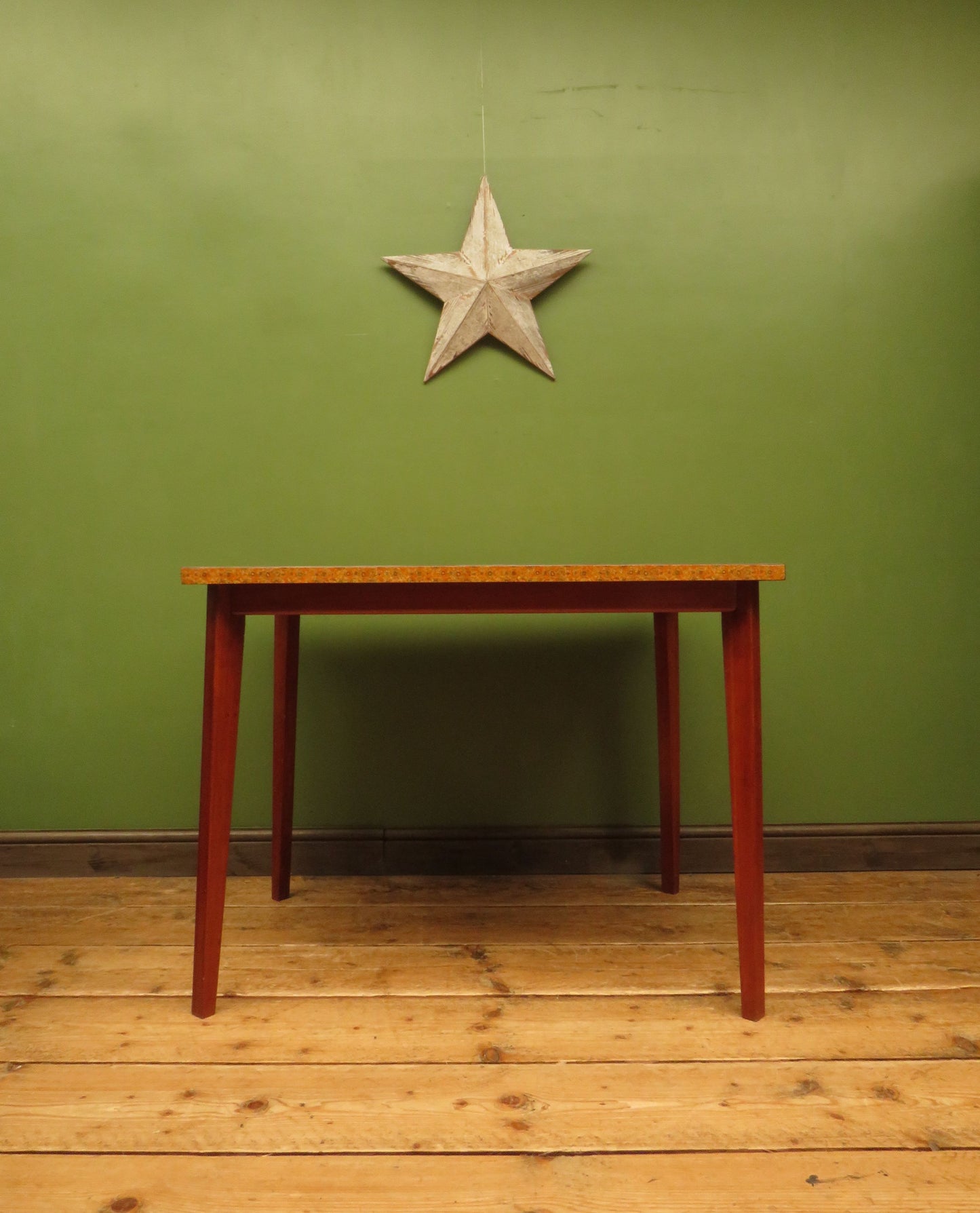 Vintage Retro Orange Formica Kitchen Dining Table Mid Century
