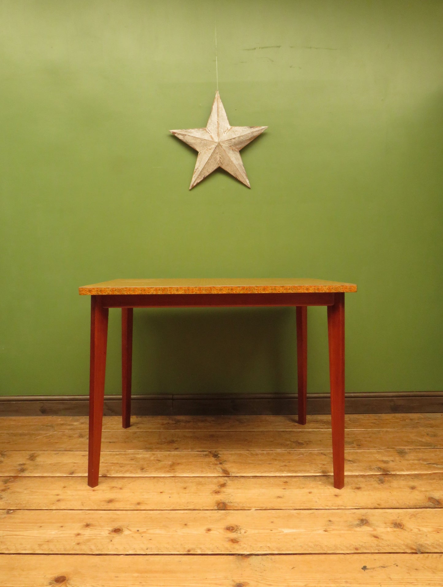 Vintage Retro Orange Formica Kitchen Dining Table Mid Century