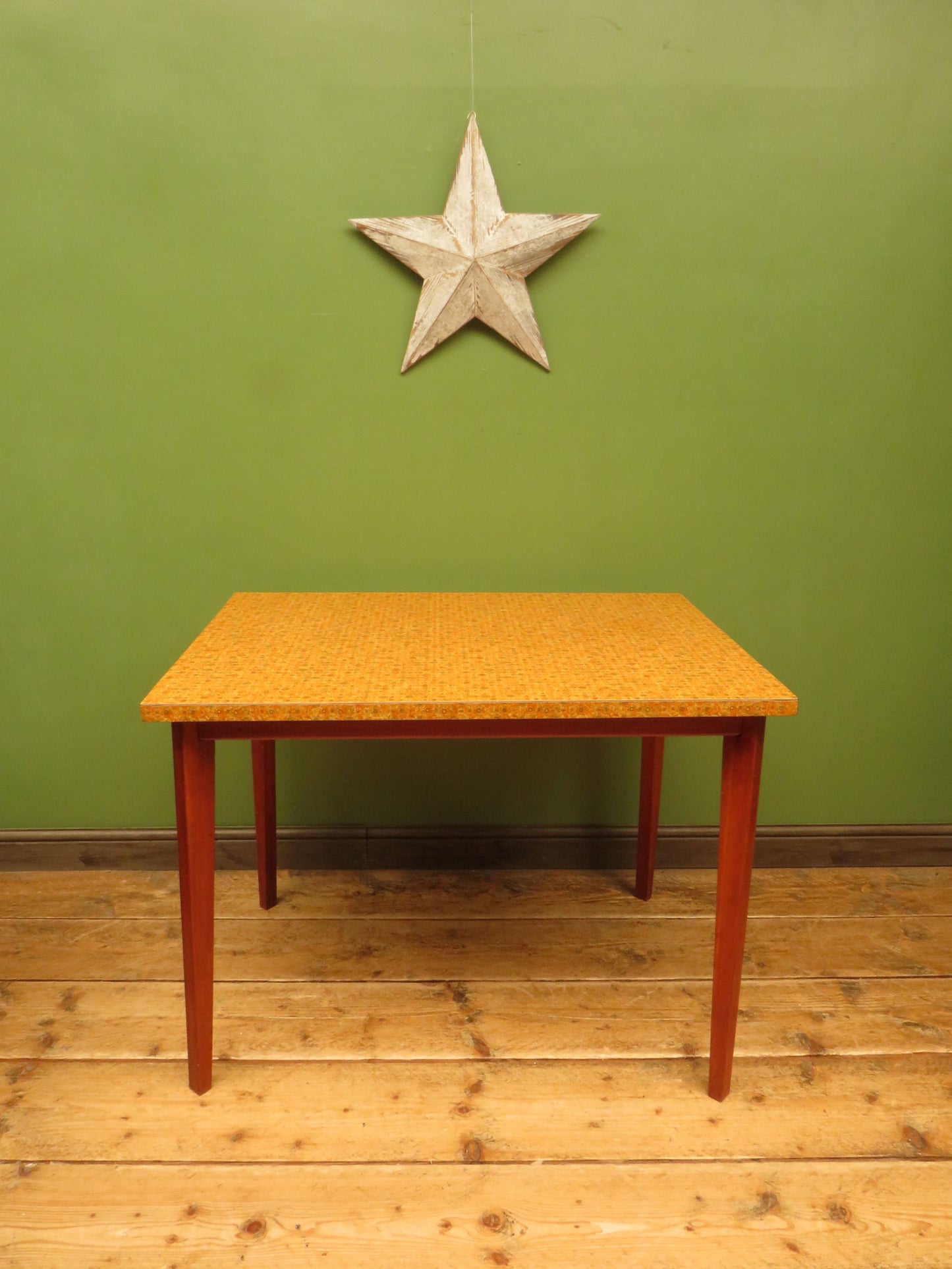 Vintage Retro Orange Formica Kitchen Dining Table Mid Century