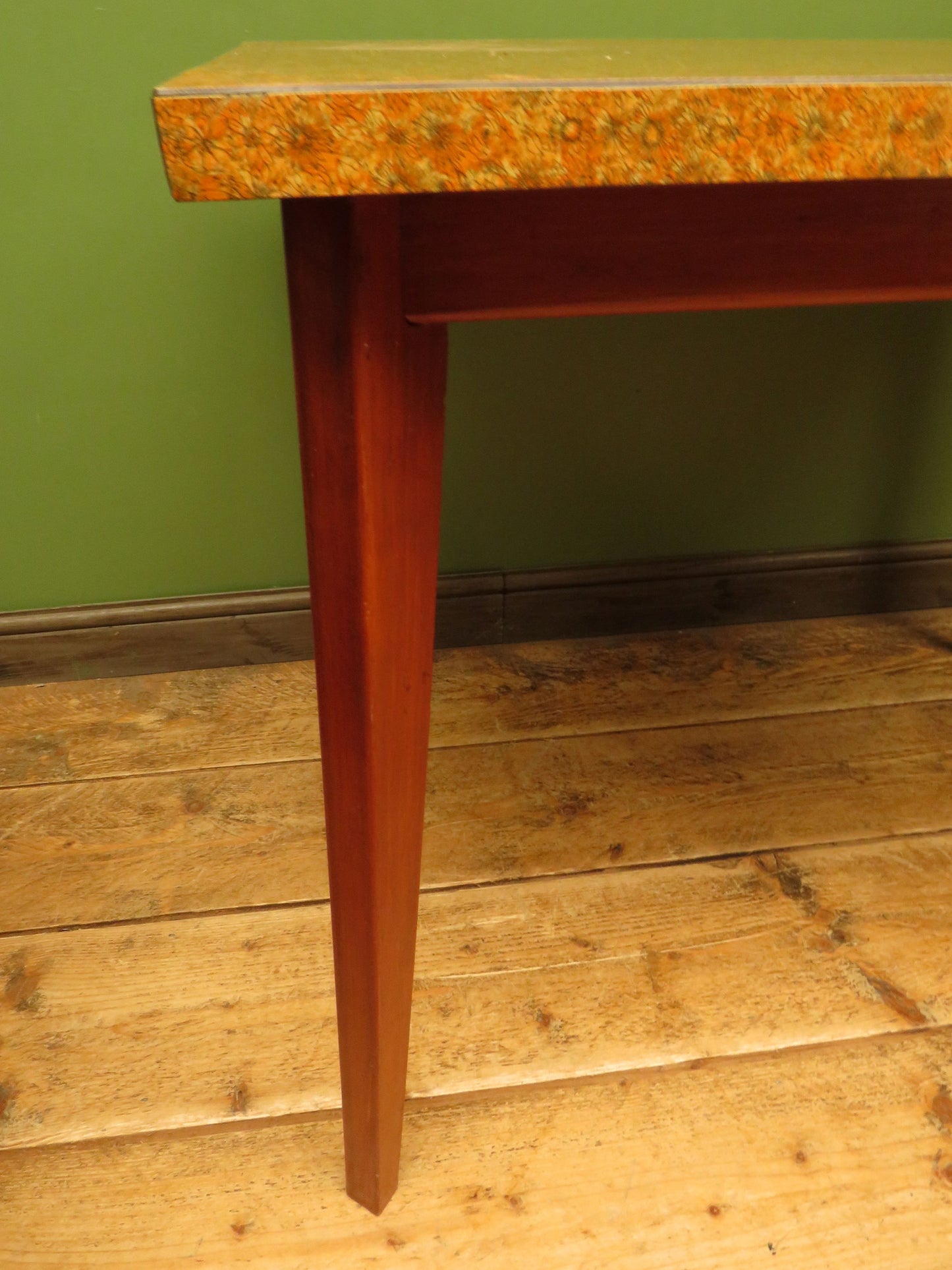 Vintage Retro Orange Formica Kitchen Dining Table Mid Century