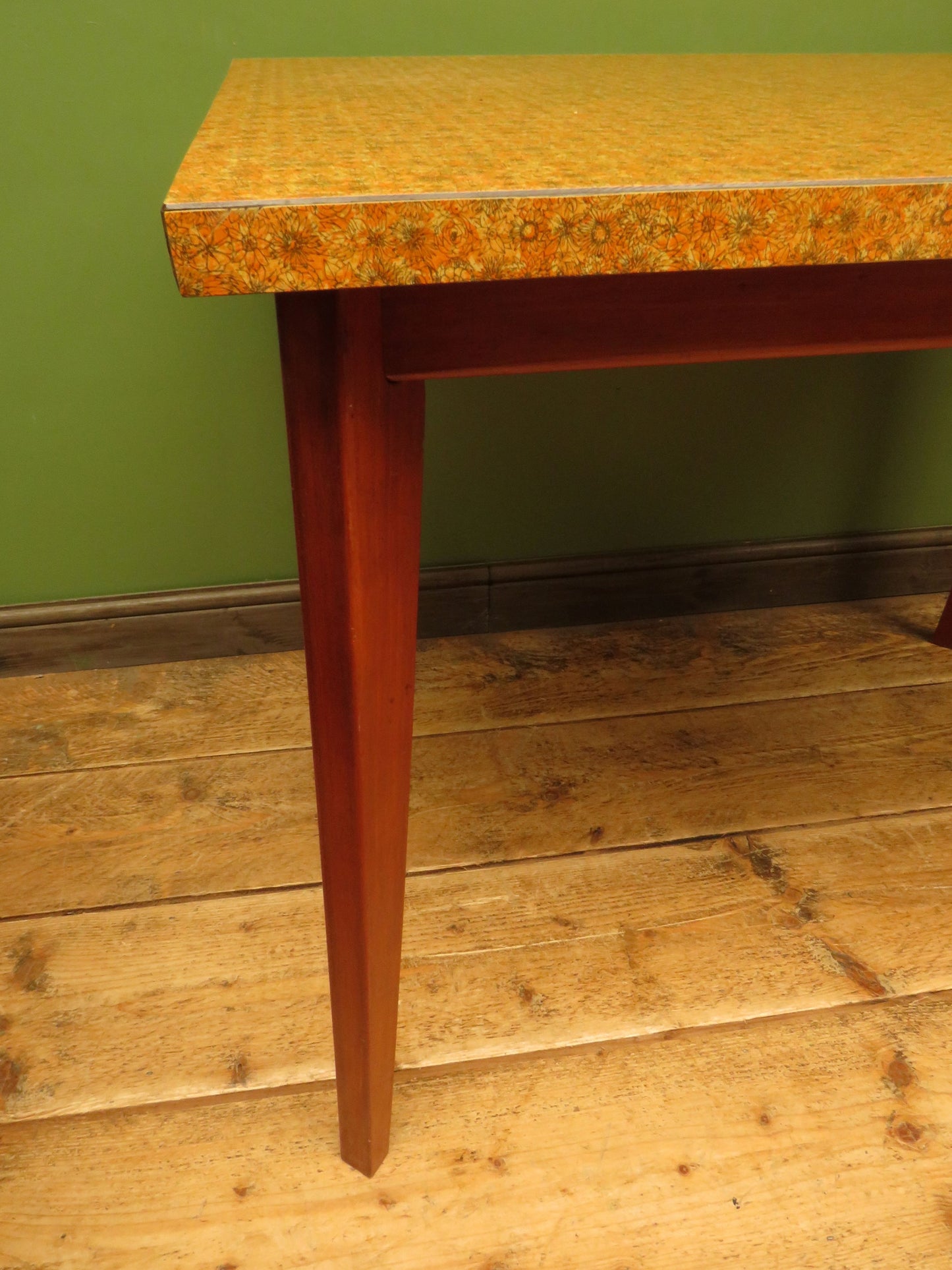 Vintage Retro Orange Formica Kitchen Dining Table Mid Century