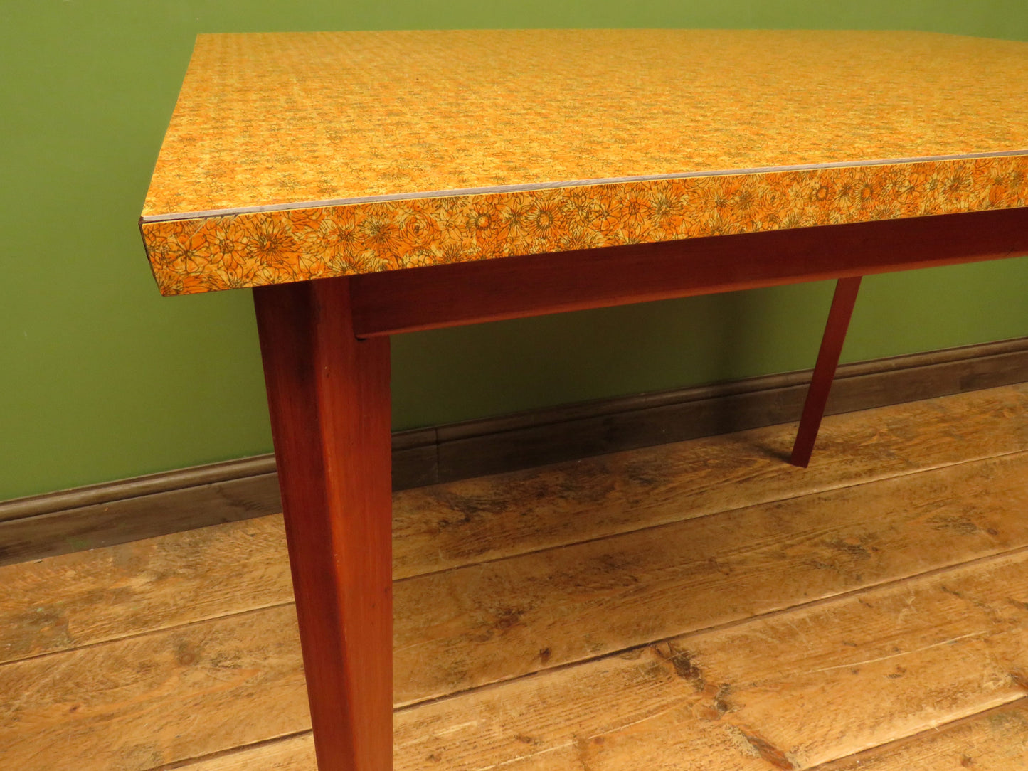 Vintage Retro Orange Formica Kitchen Dining Table Mid Century