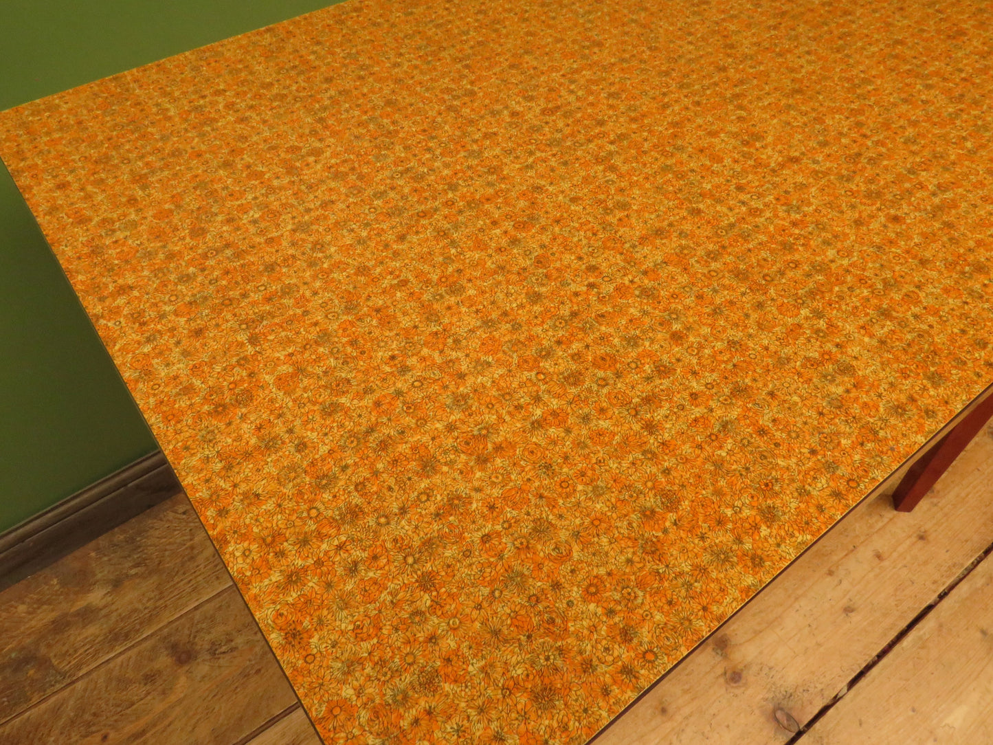 Vintage Retro Orange Formica Kitchen Dining Table Mid Century