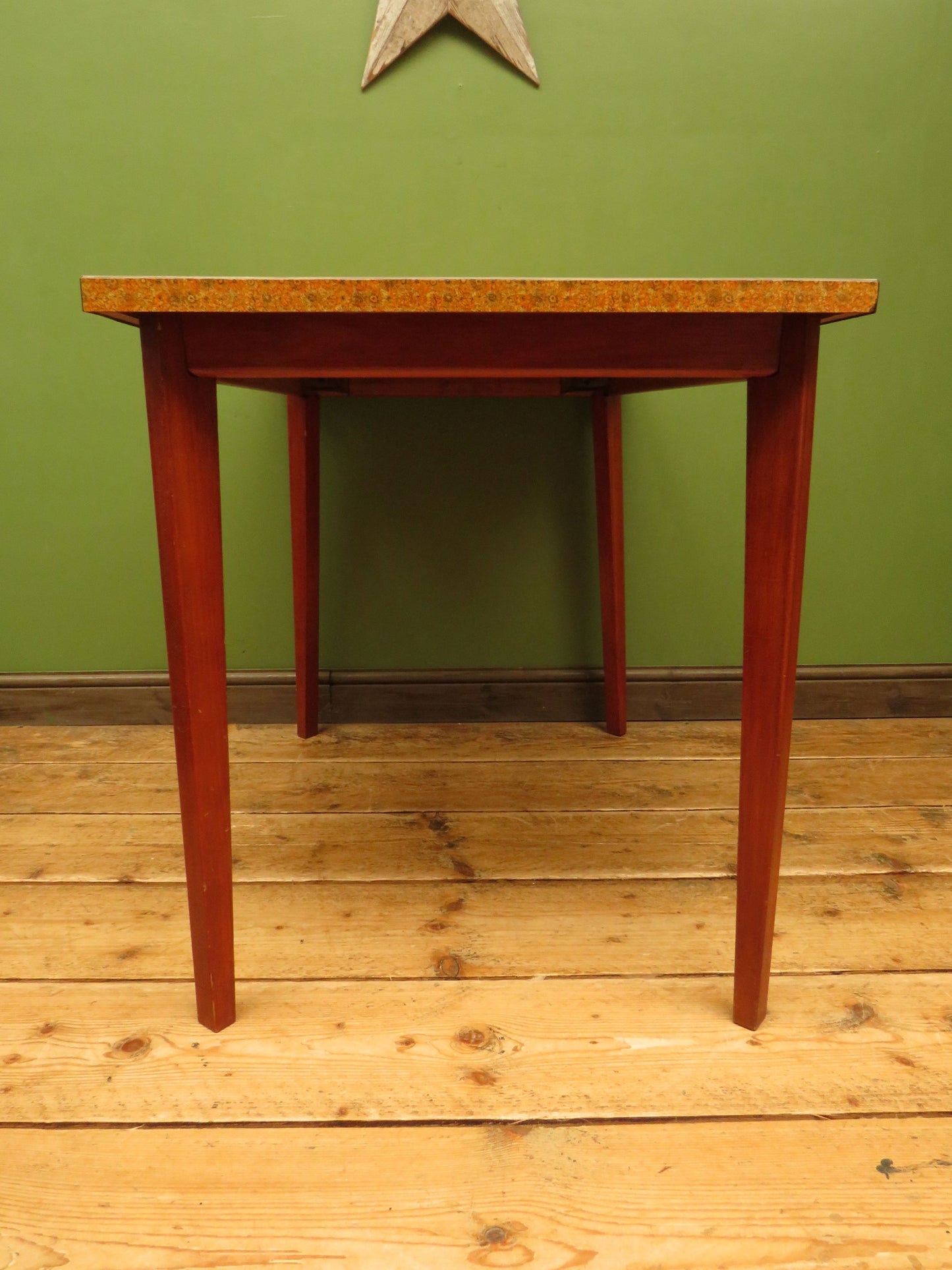 Vintage Retro Orange Formica Kitchen Dining Table Mid Century