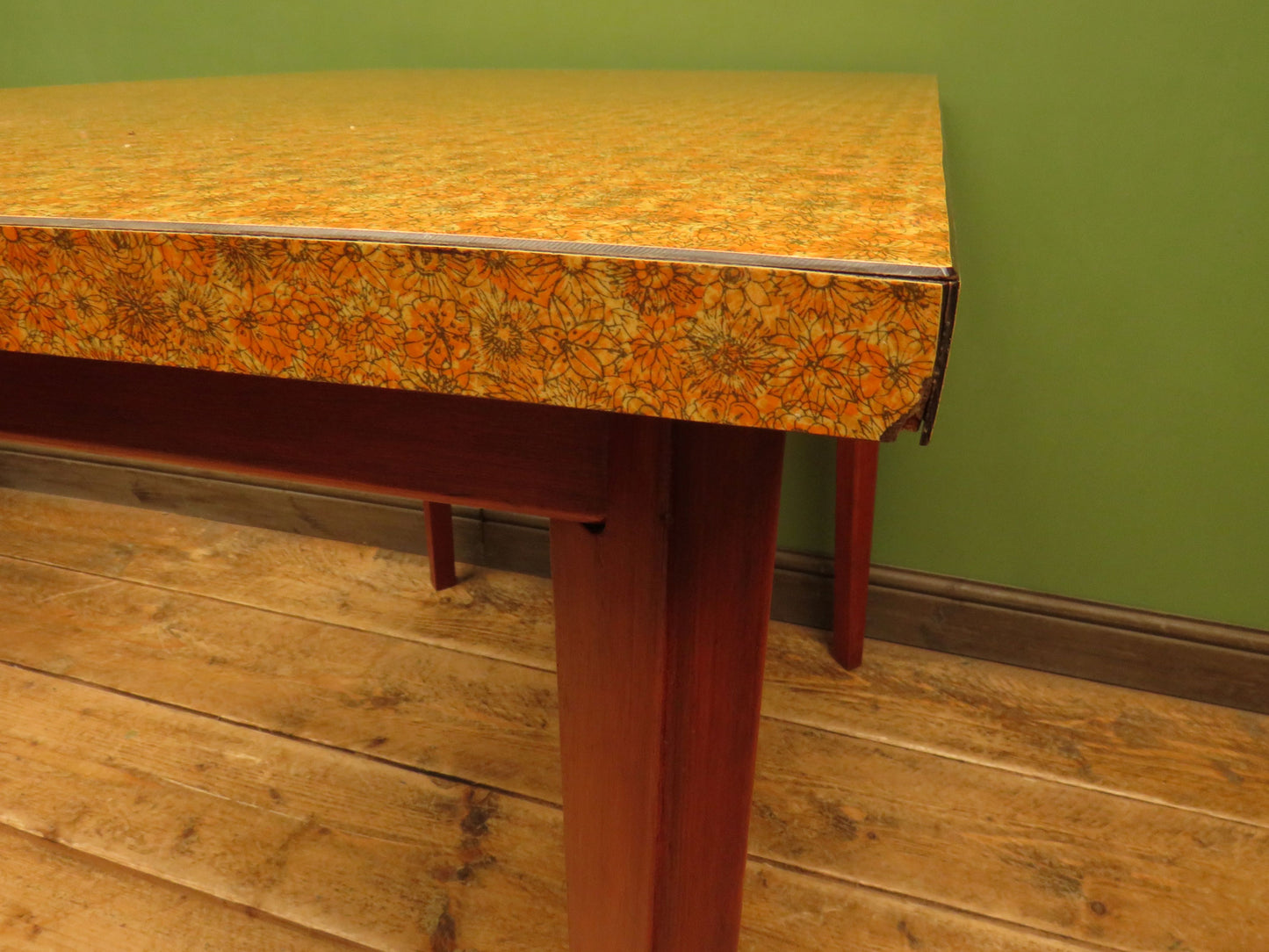 Vintage Retro Orange Formica Kitchen Dining Table Mid Century