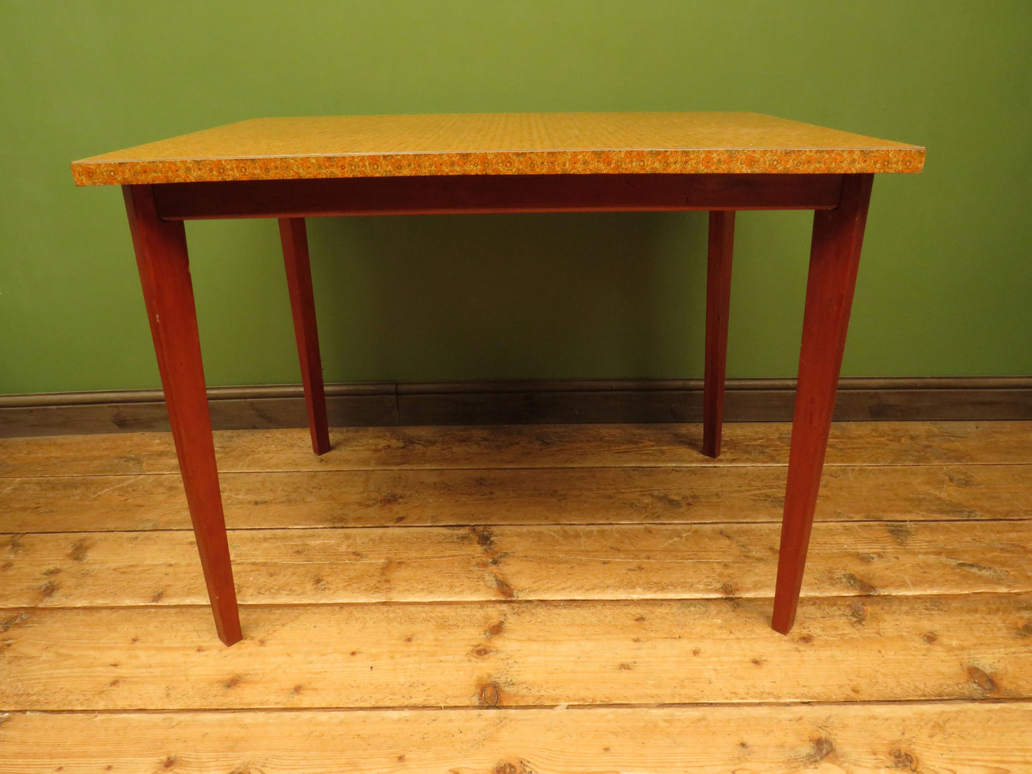 Vintage Retro Orange Formica Kitchen Dining Table Mid Century