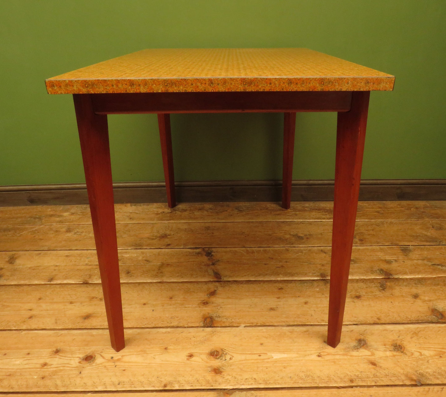 Vintage Retro Orange Formica Kitchen Dining Table Mid Century