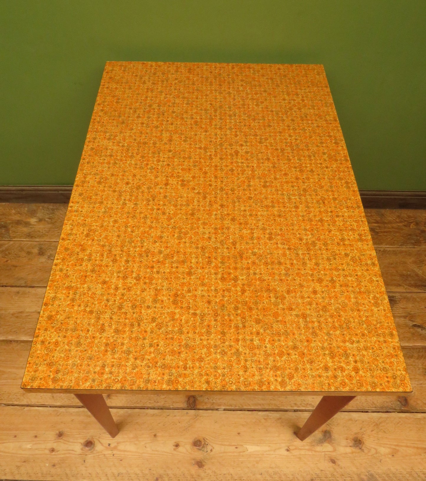 Vintage Retro Orange Formica Kitchen Dining Table Mid Century