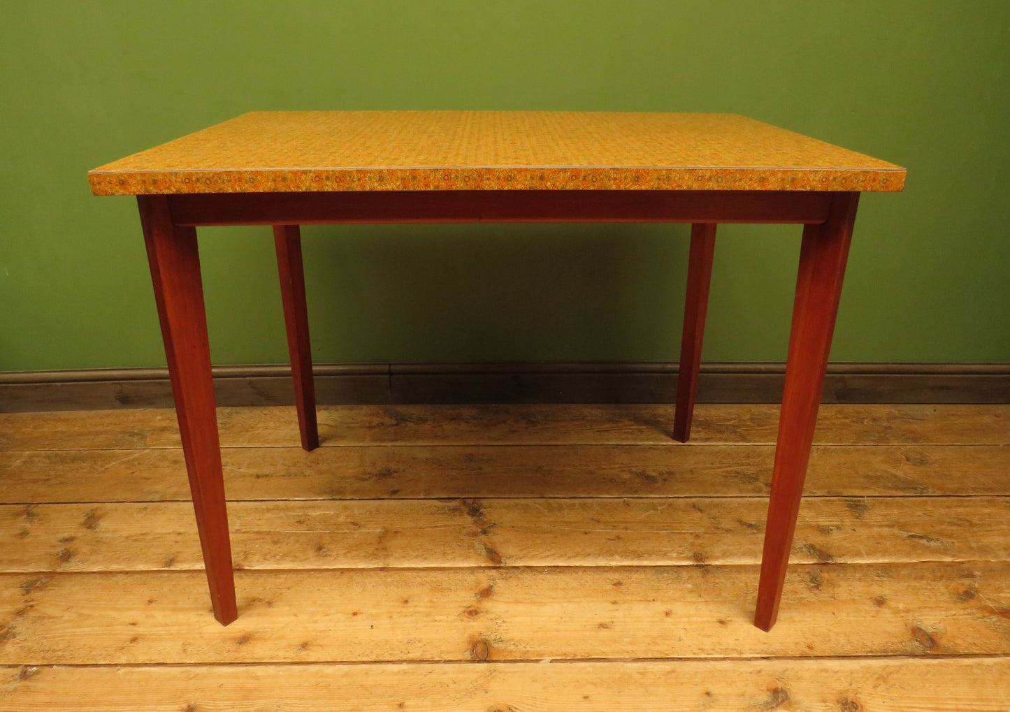 Vintage Retro Orange Formica Kitchen Dining Table Mid Century
