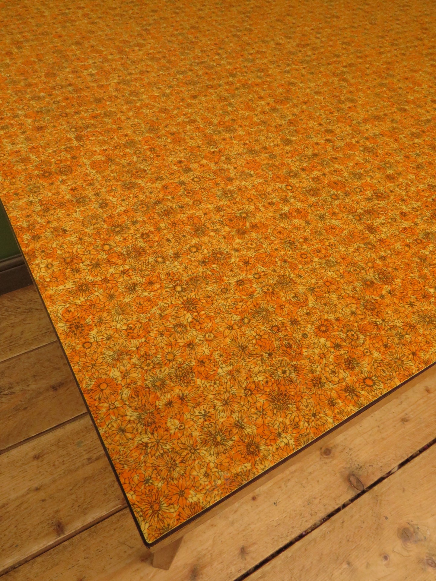 Vintage Retro Orange Formica Kitchen Dining Table Mid Century