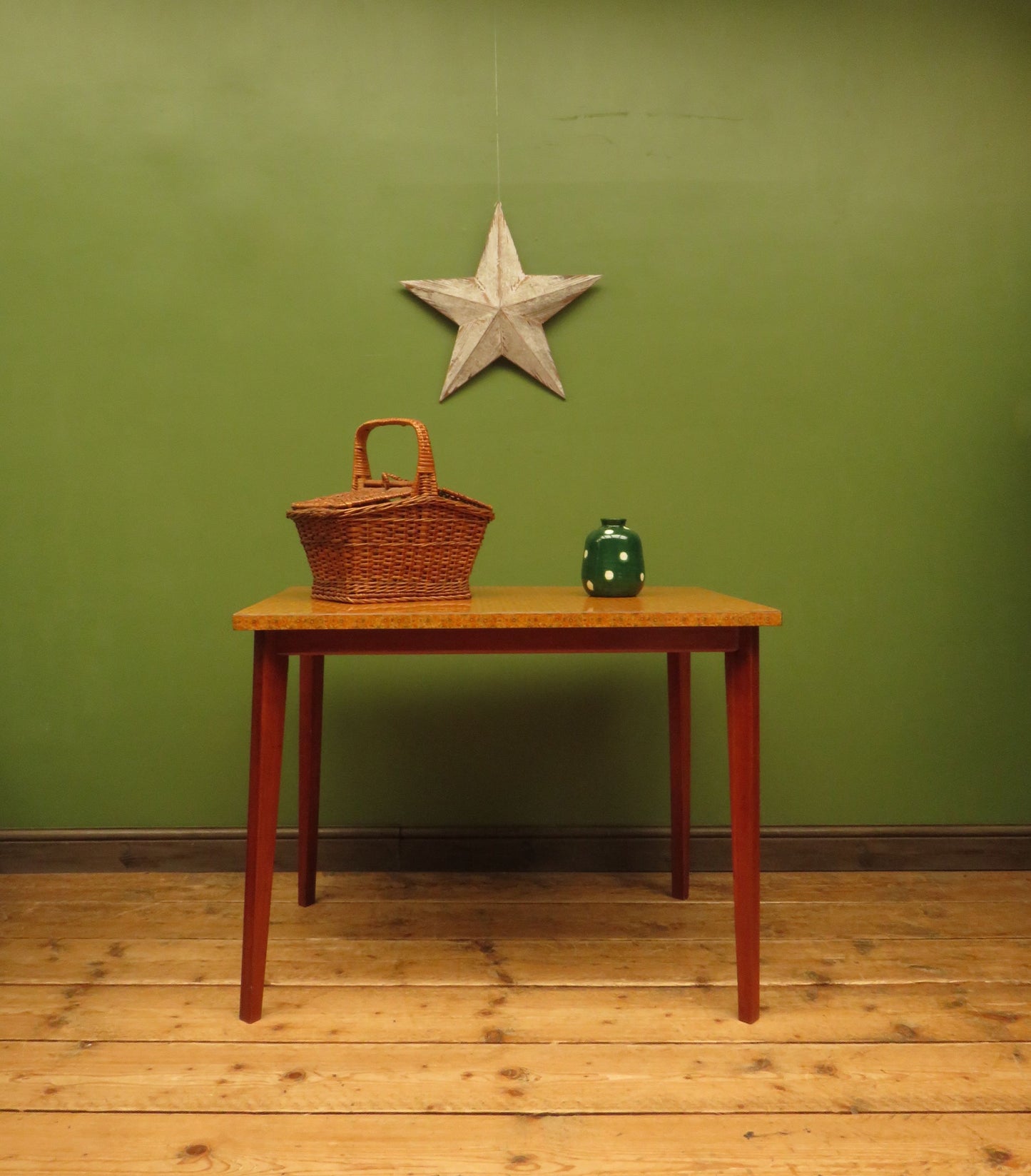 Vintage Retro Orange Formica Kitchen Dining Table Mid Century