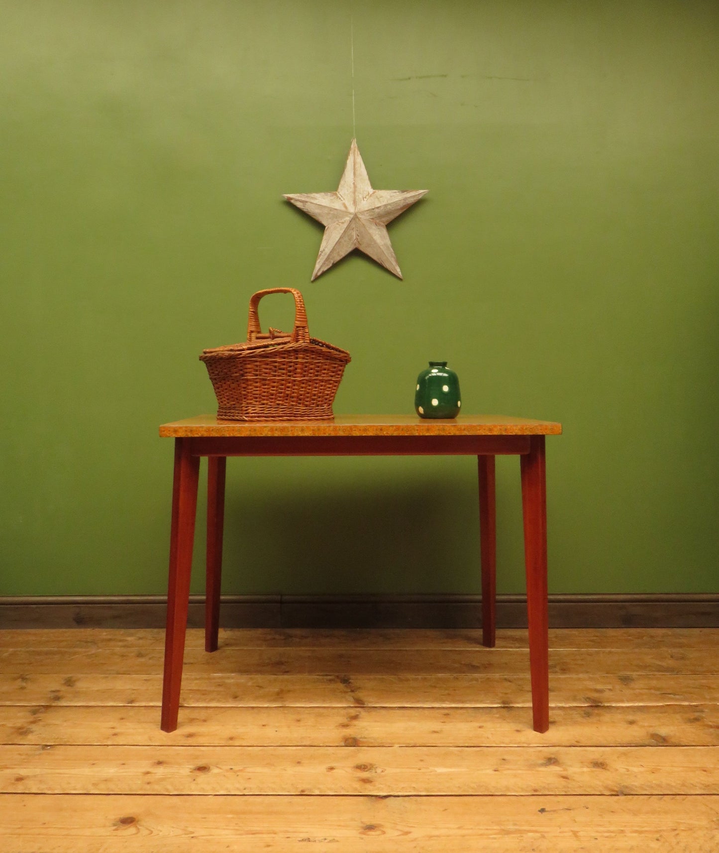 Vintage Retro Orange Formica Kitchen Dining Table Mid Century