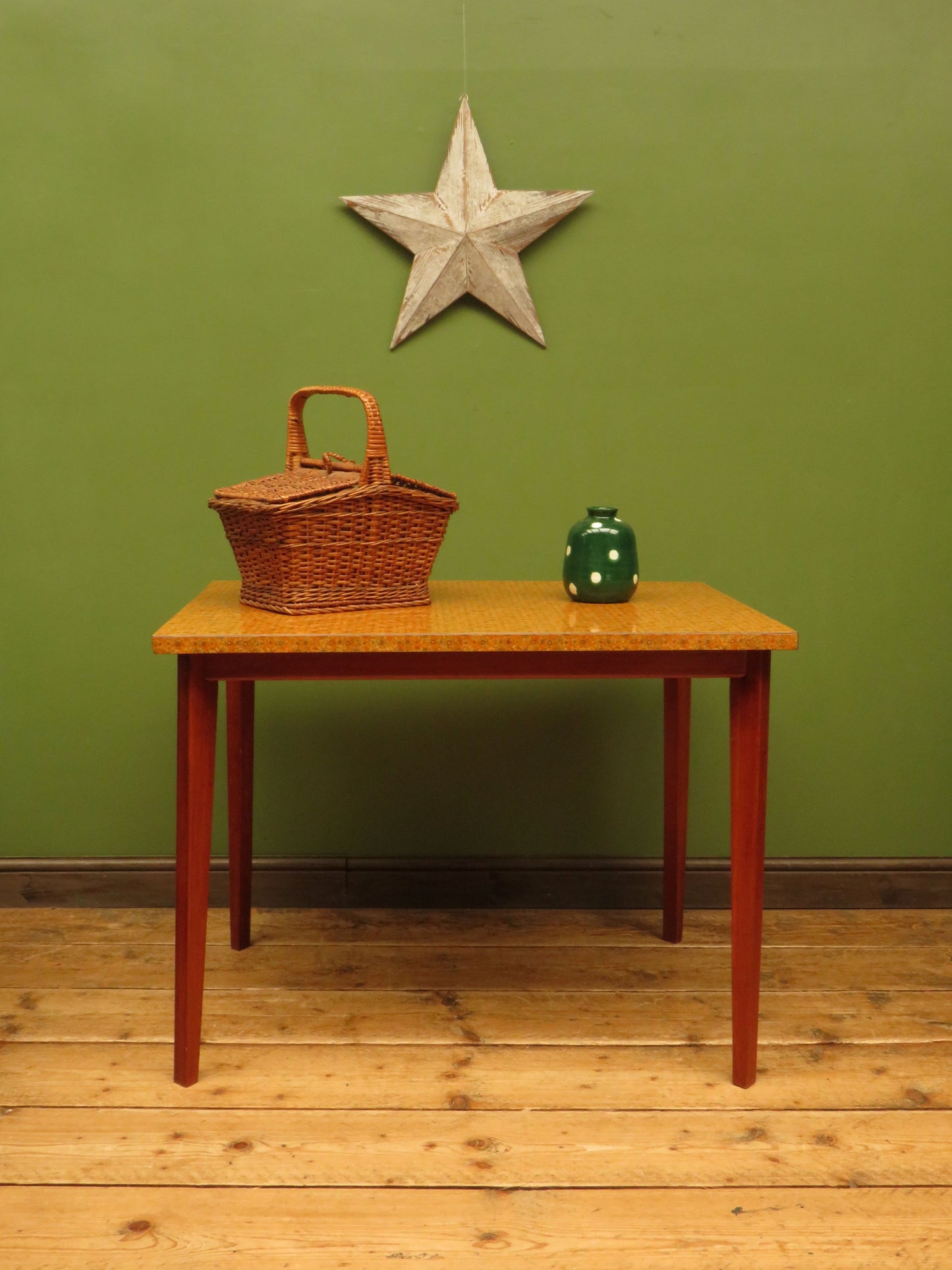 Vintage Retro Orange Formica Kitchen Dining Table Mid Century