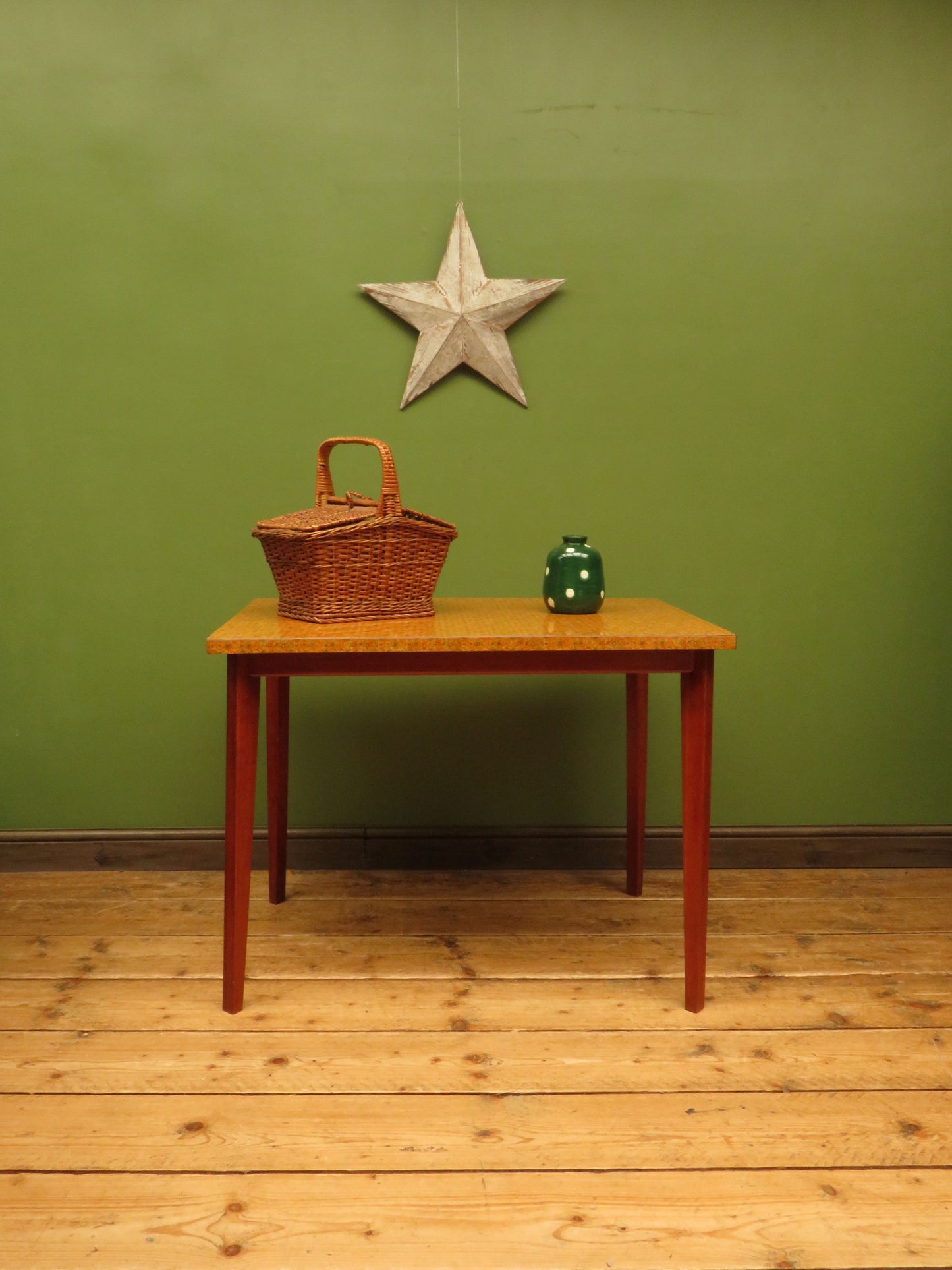 Vintage Retro Orange Formica Kitchen Dining Table Mid Century