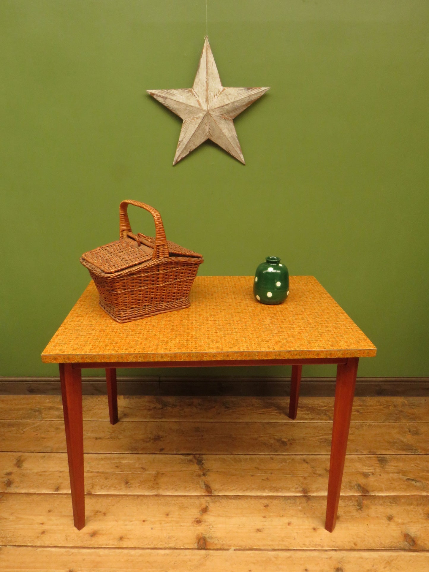 Vintage Retro Orange Formica Kitchen Dining Table Mid Century