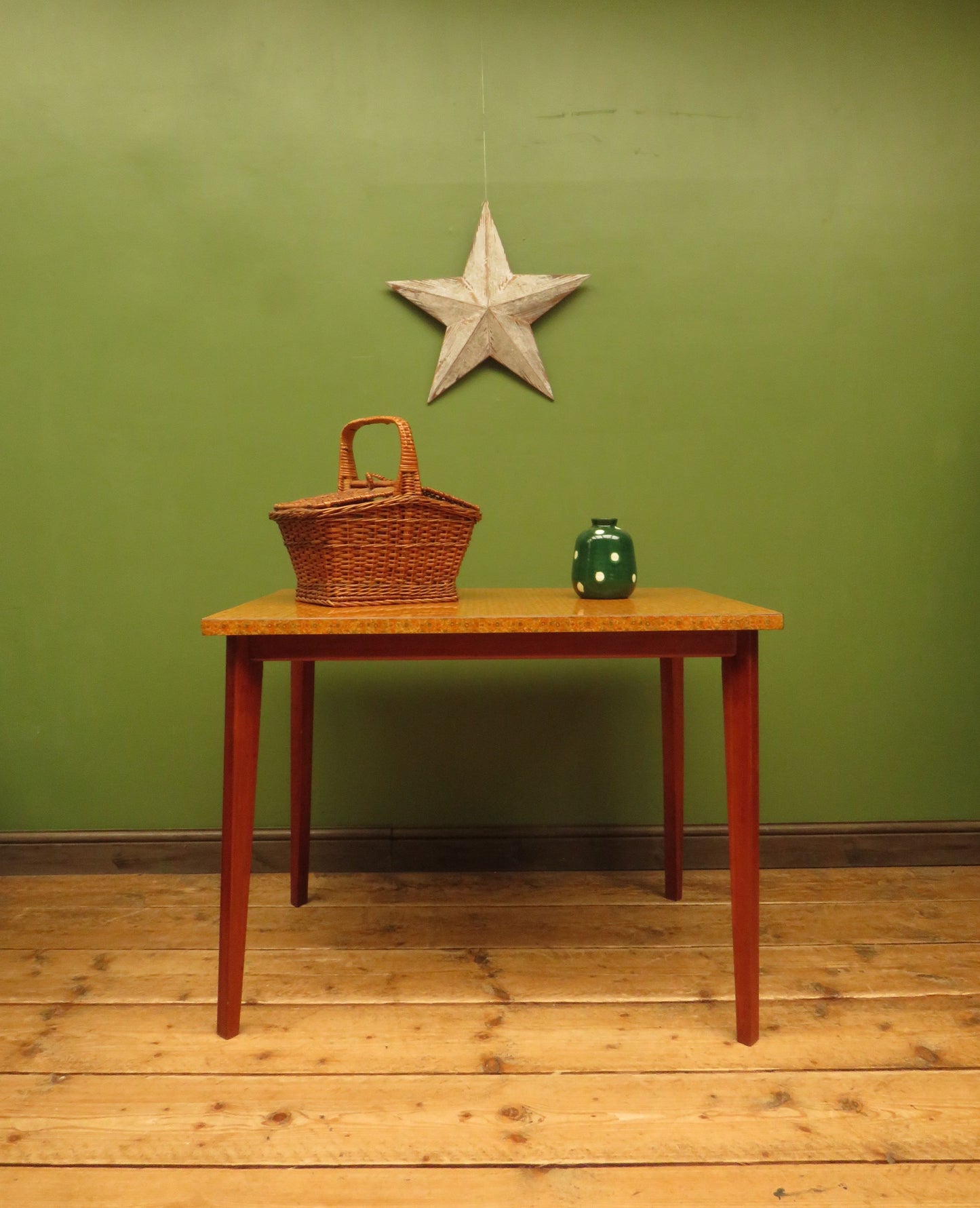 Vintage Retro Orange Formica Kitchen Dining Table Mid Century