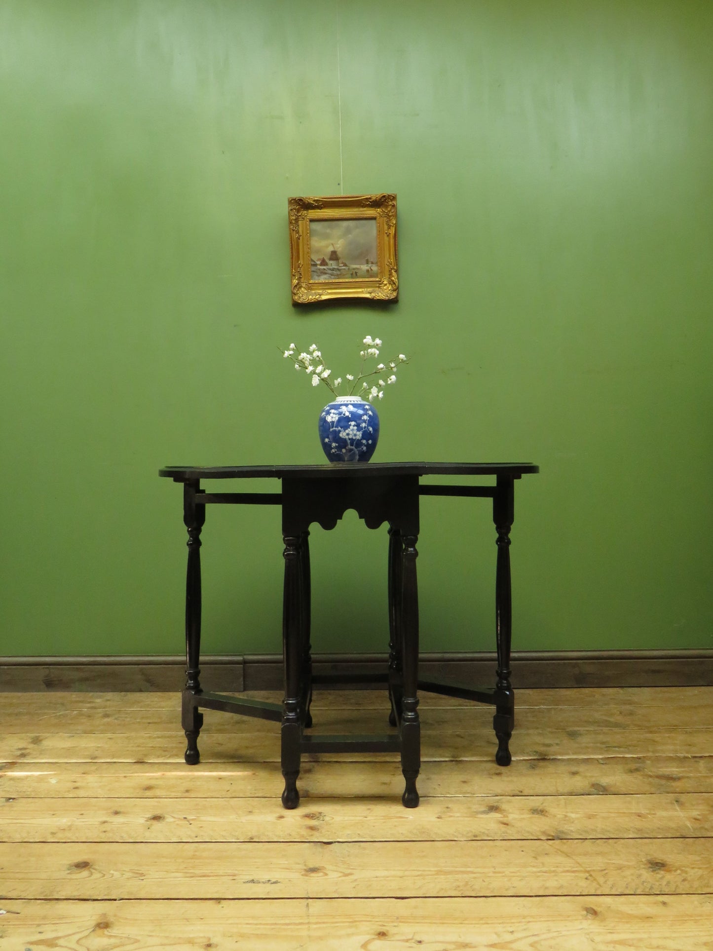 Antique Oriental Lacquered Drop leaf Table with Dragon decoration