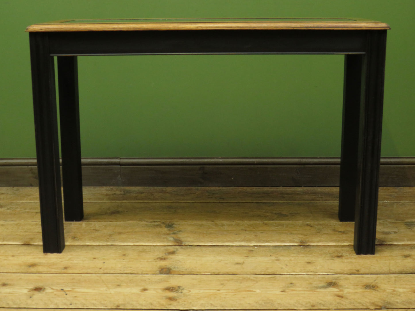 Black Painted Vitrine Display Console Table with Glazed Top