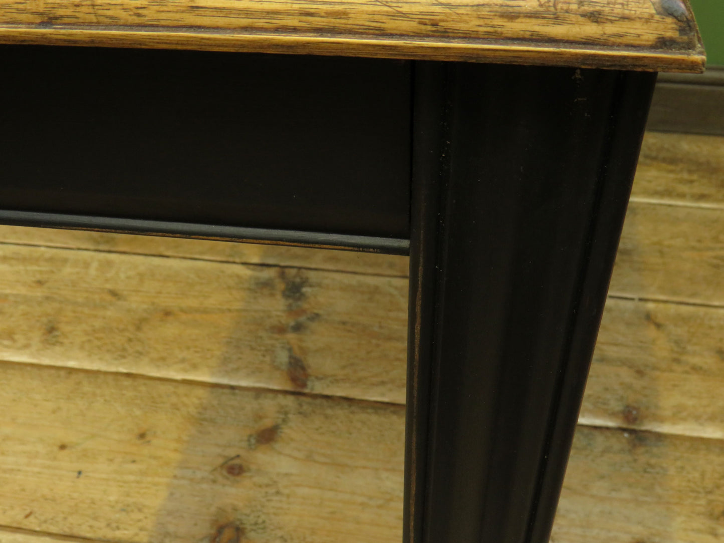 Black Painted Vitrine Display Console Table with Glazed Top