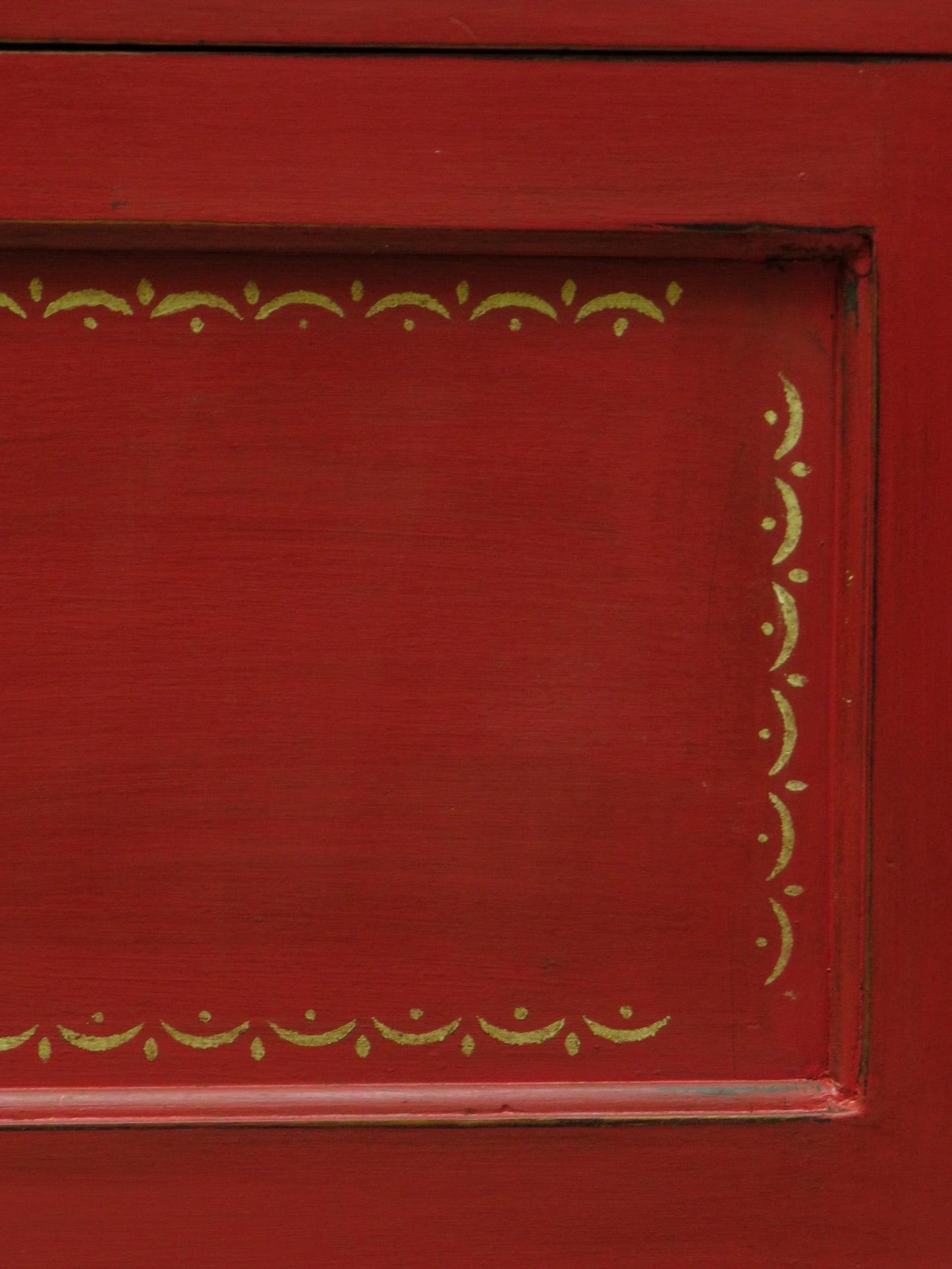 Circus Themed painted red Washstand Cabinet with star to top