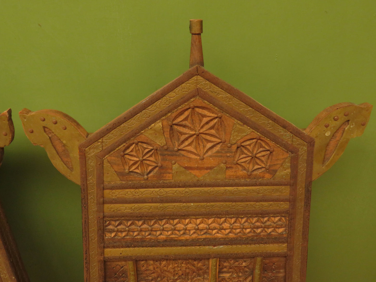 Carved North Indian Pidha Ceremonial Tribal Chairs
