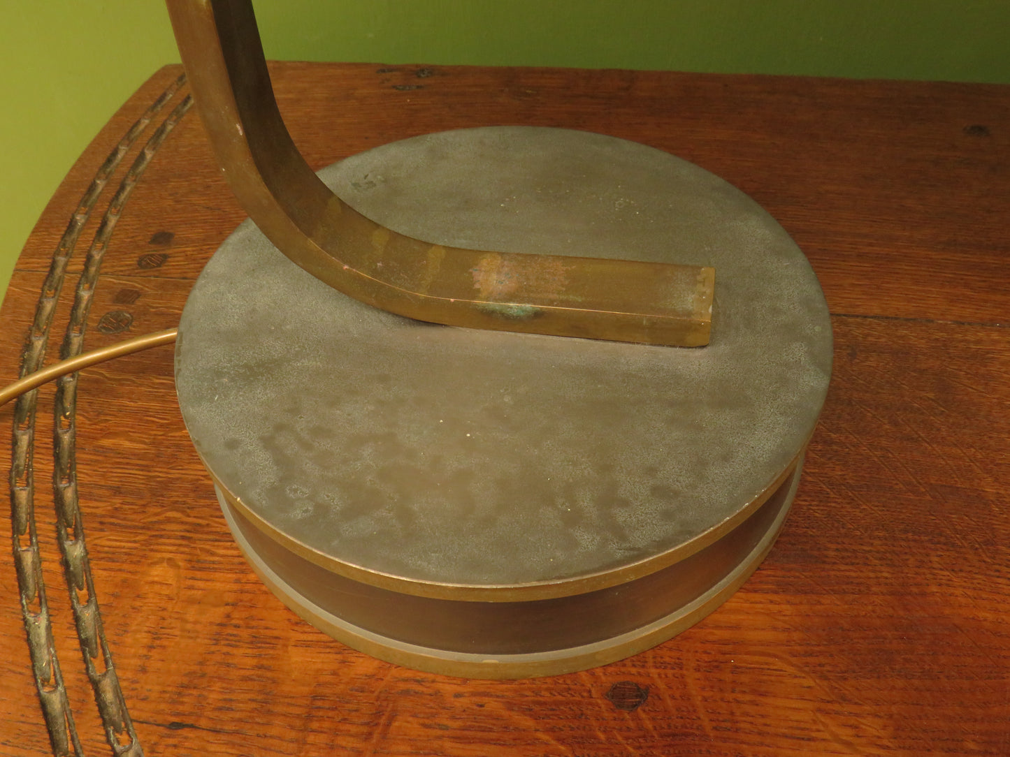 Pair of vintage Bauhaus Industrial style table lamps with conical metal shades