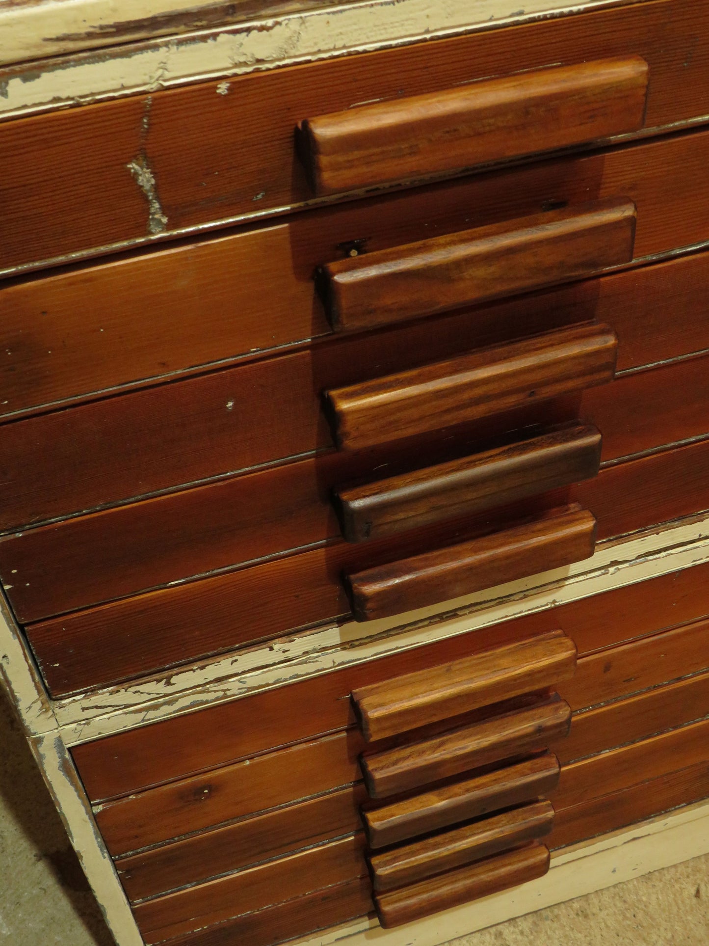 Large Architects Plan Chest in two parts, Chippy Paint, George VI warrant stamp