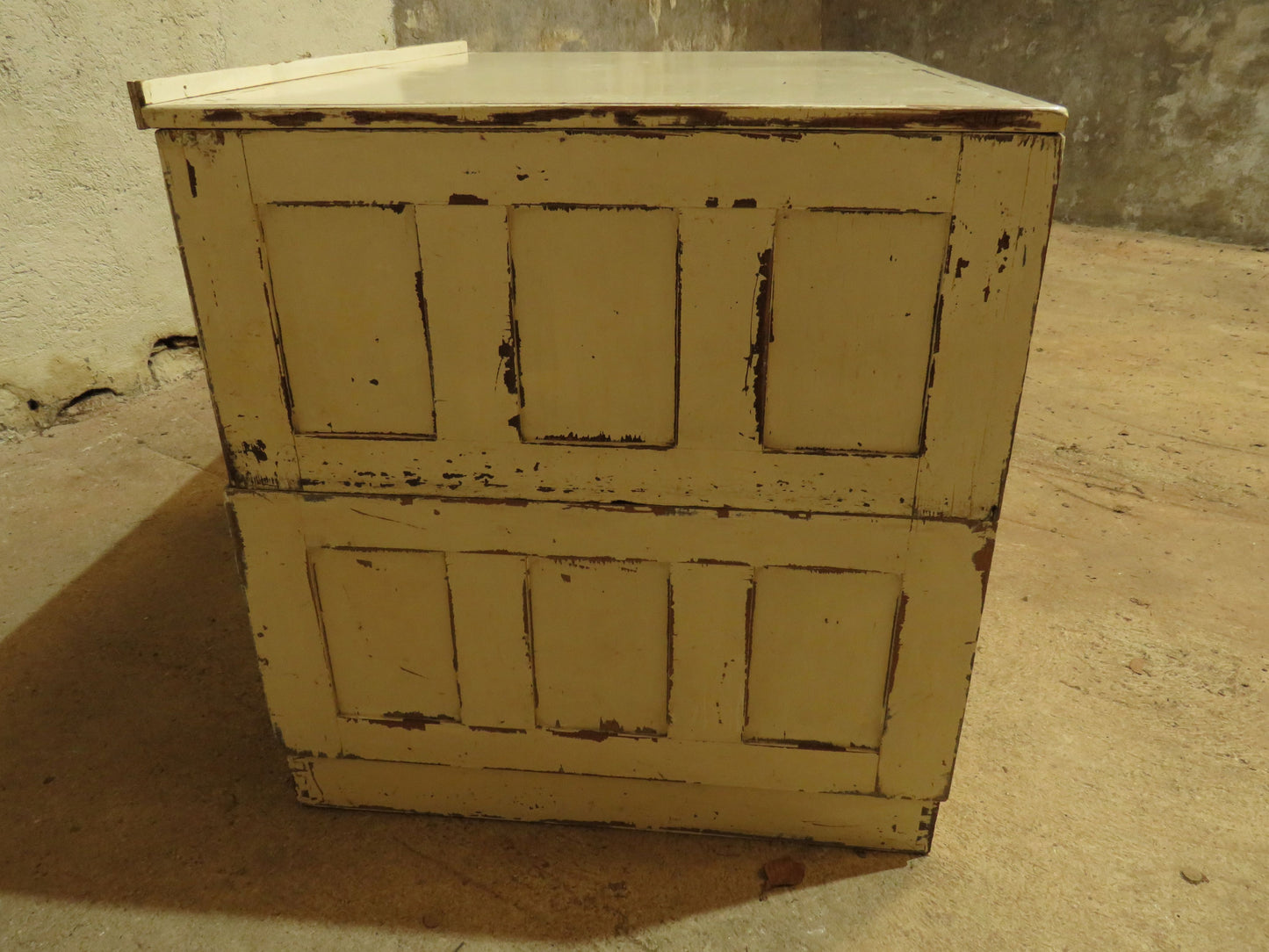 Large Architects Plan Chest in two parts, Chippy Paint, George VI warrant stamp