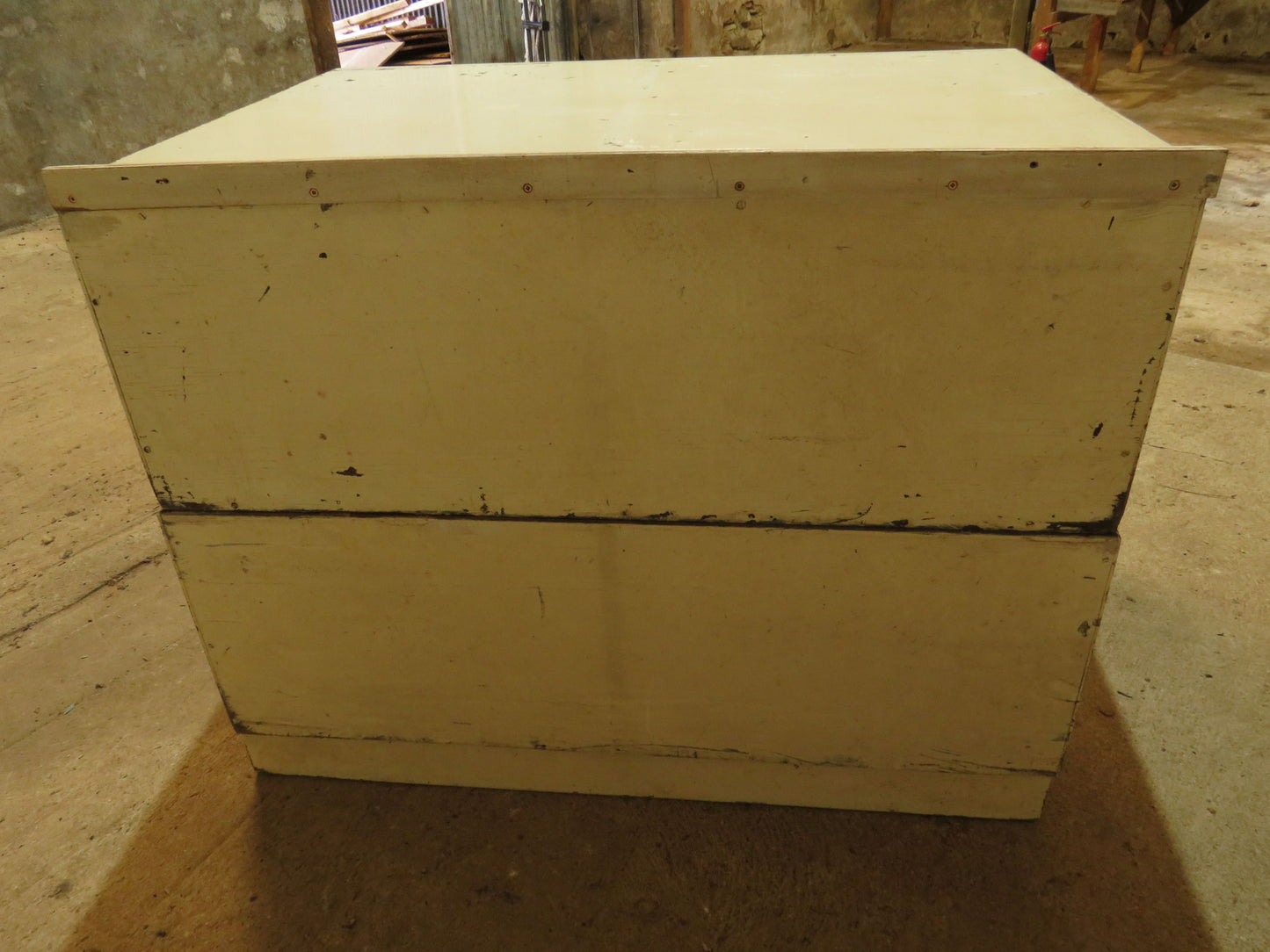 Large Architects Plan Chest in two parts, Chippy Paint, George VI warrant stamp