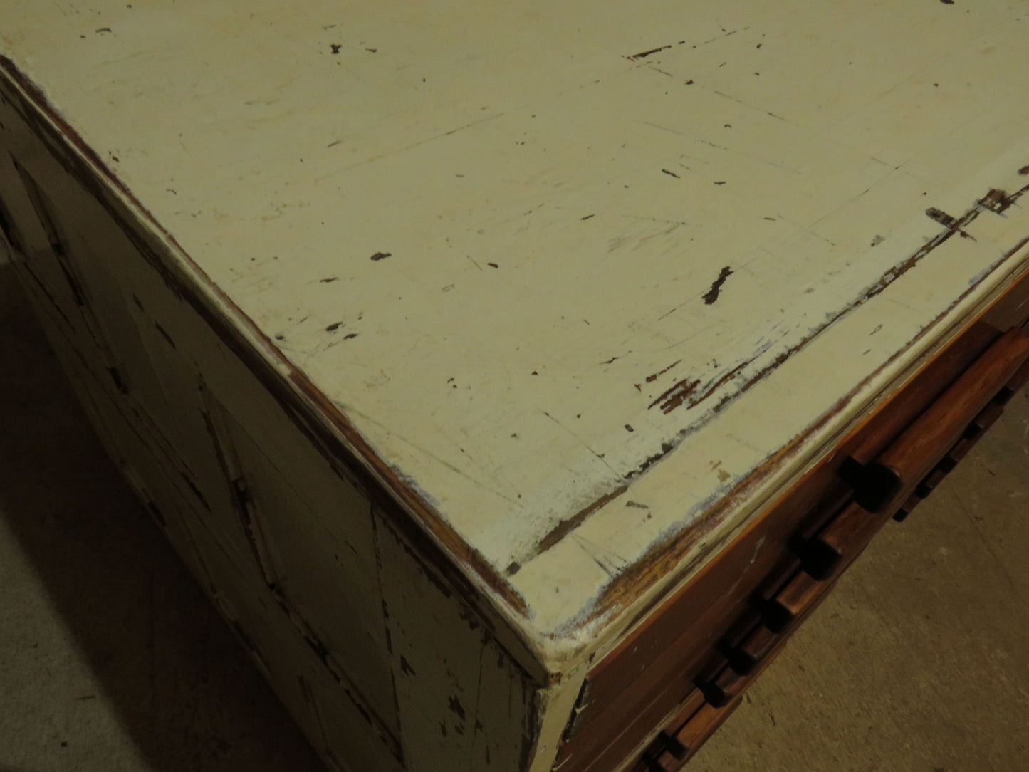 Large Architects Plan Chest in two parts, Chippy Paint, George VI warrant stamp