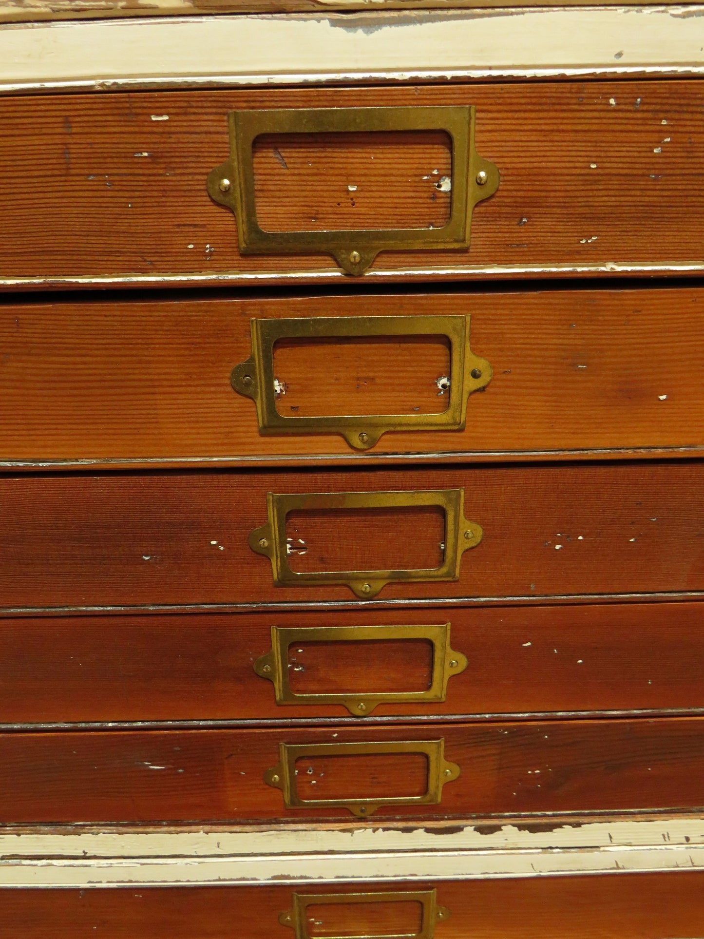 Large Architects Plan Chest in two parts, Chippy Paint, George VI warrant stamp