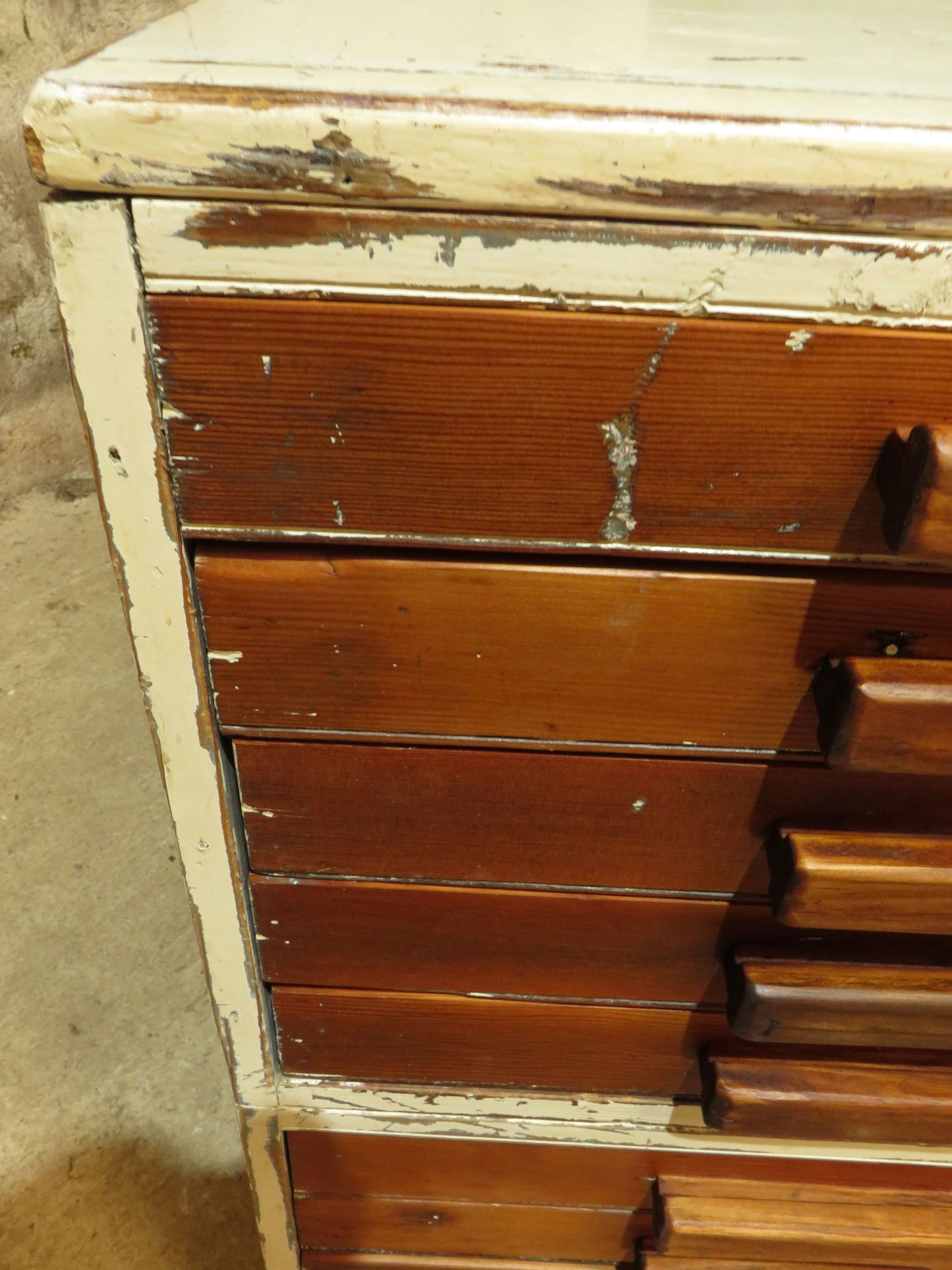 Large Architects Plan Chest in two parts, Chippy Paint, George VI warrant stamp