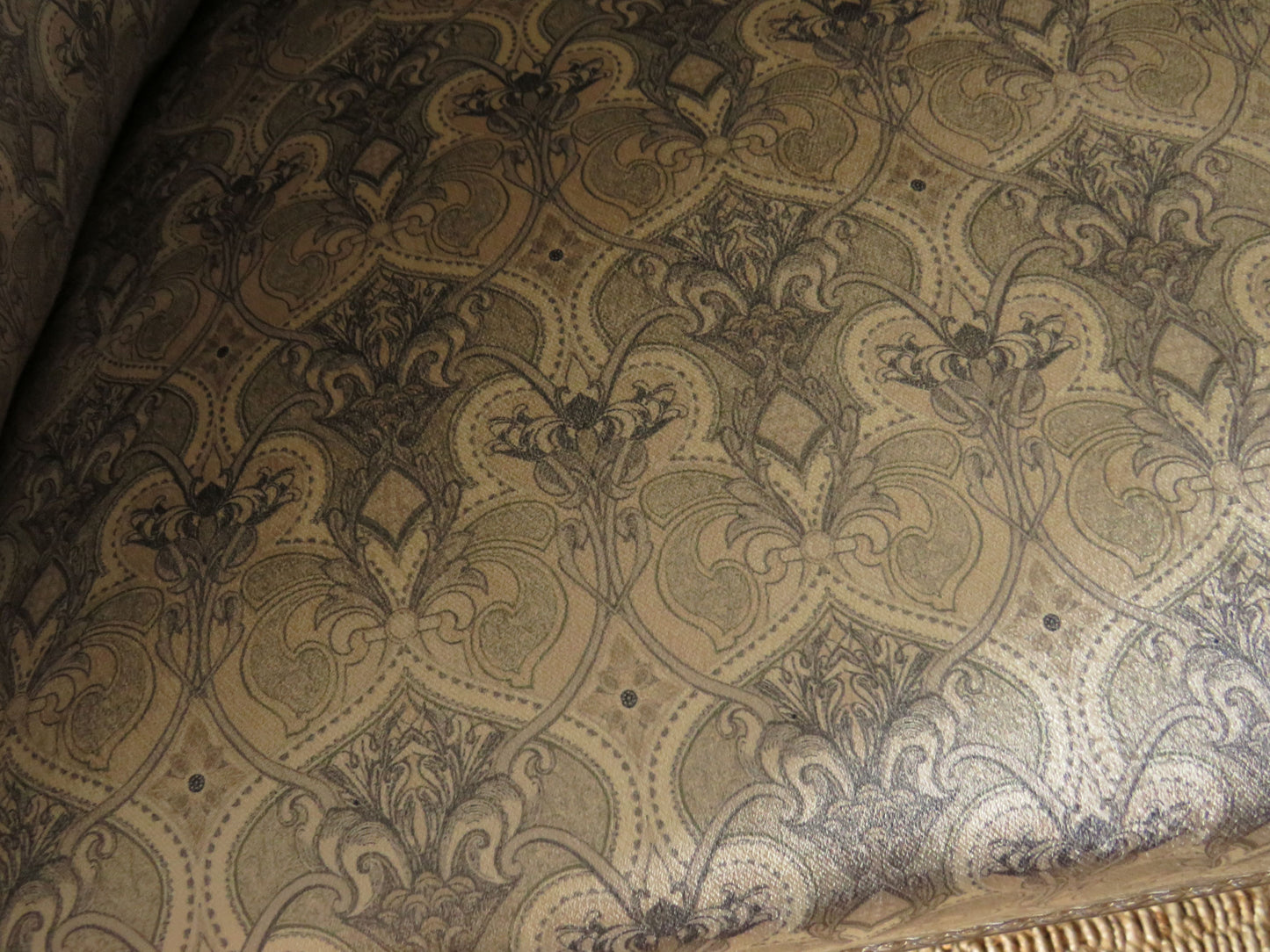 Aesthetic Movement Curve Back sofa in 'Queen Of The Night' fabric by Laurence Lewellyn-Bowen