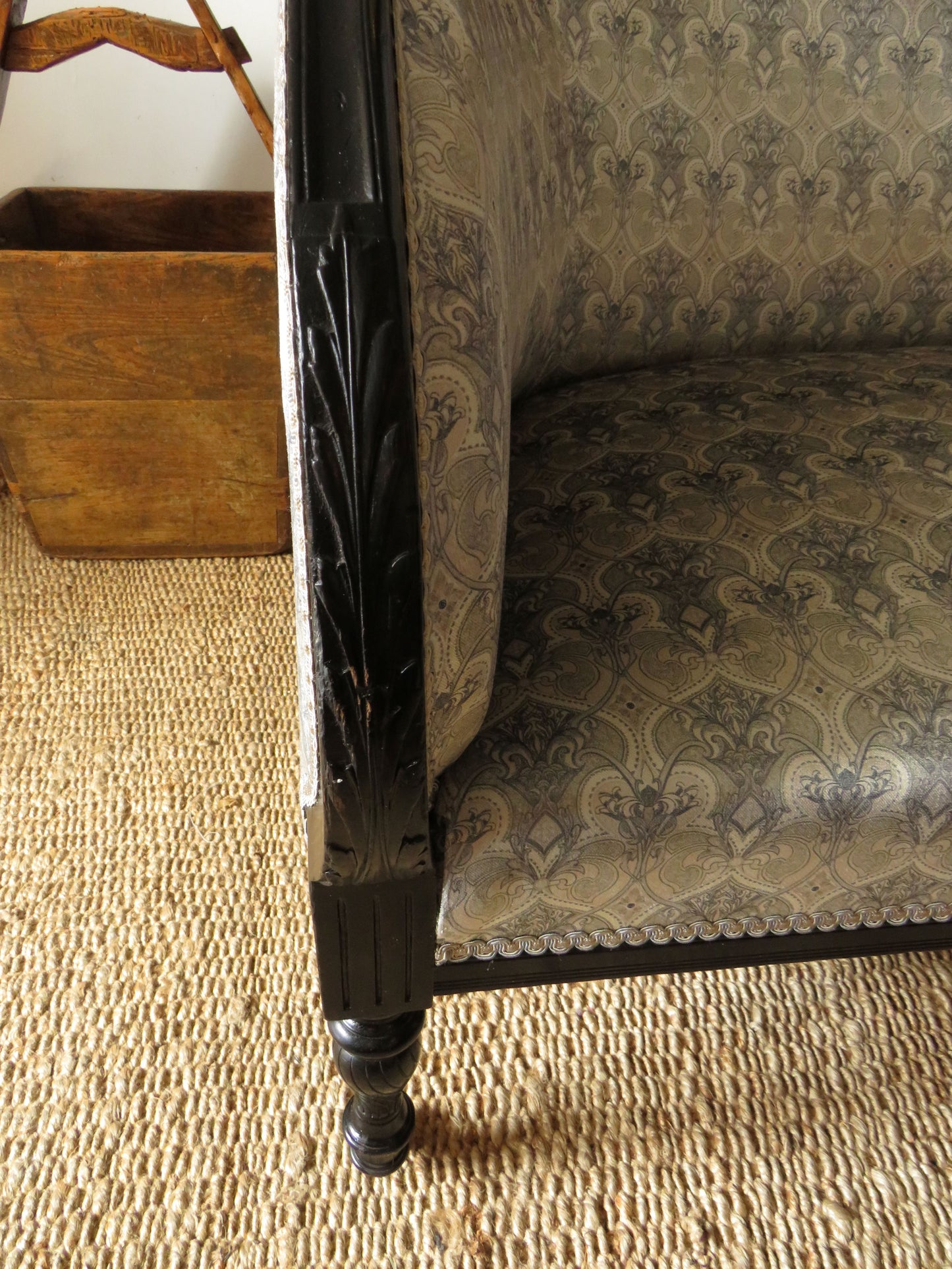 Aesthetic Movement Curve Back sofa in 'Queen Of The Night' fabric by Laurence Lewellyn-Bowen