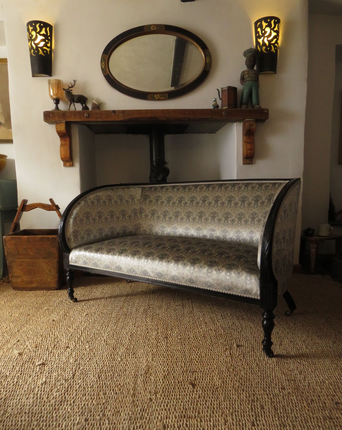 Aesthetic Movement Curve Back sofa in 'Queen Of The Night' fabric by Laurence Lewellyn-Bowen