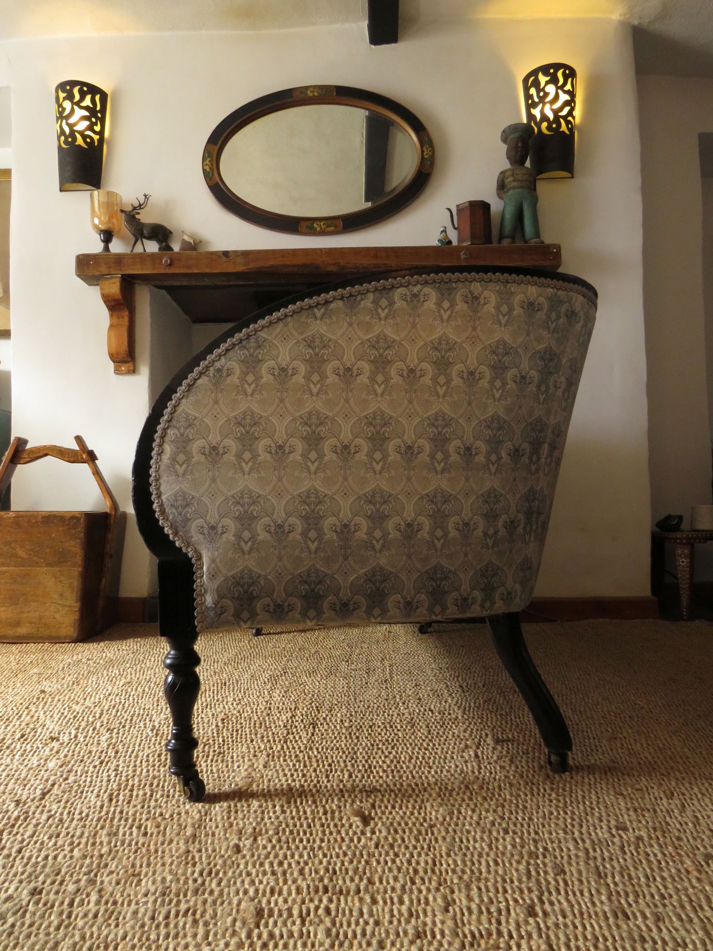 Aesthetic Movement Curve Back sofa in 'Queen Of The Night' fabric by Laurence Lewellyn-Bowen