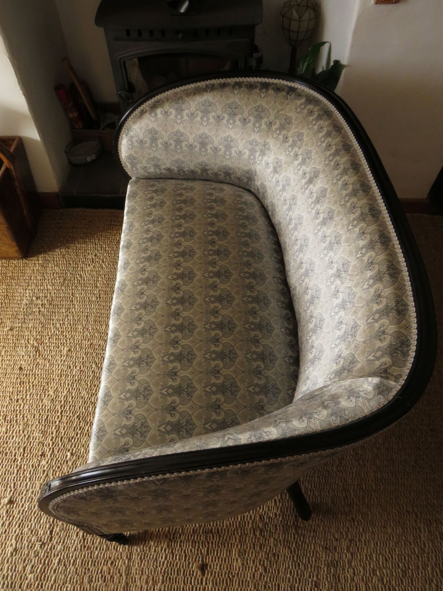 Aesthetic Movement Curve Back sofa in 'Queen Of The Night' fabric by Laurence Lewellyn-Bowen