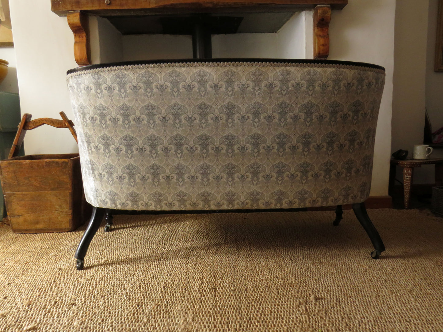 Aesthetic Movement Curve Back sofa in 'Queen Of The Night' fabric by Laurence Lewellyn-Bowen