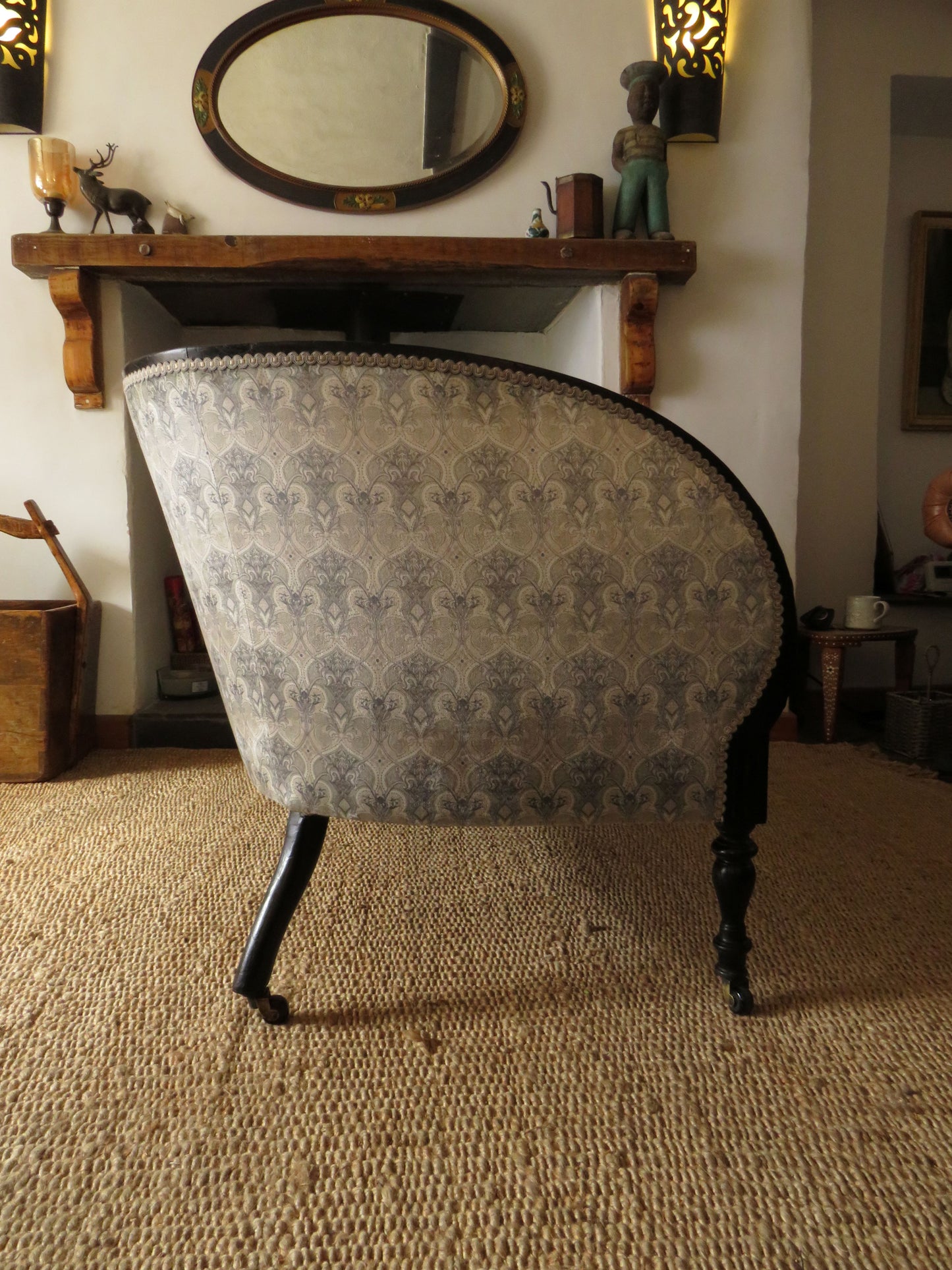 Aesthetic Movement Curve Back sofa in 'Queen Of The Night' fabric by Laurence Lewellyn-Bowen