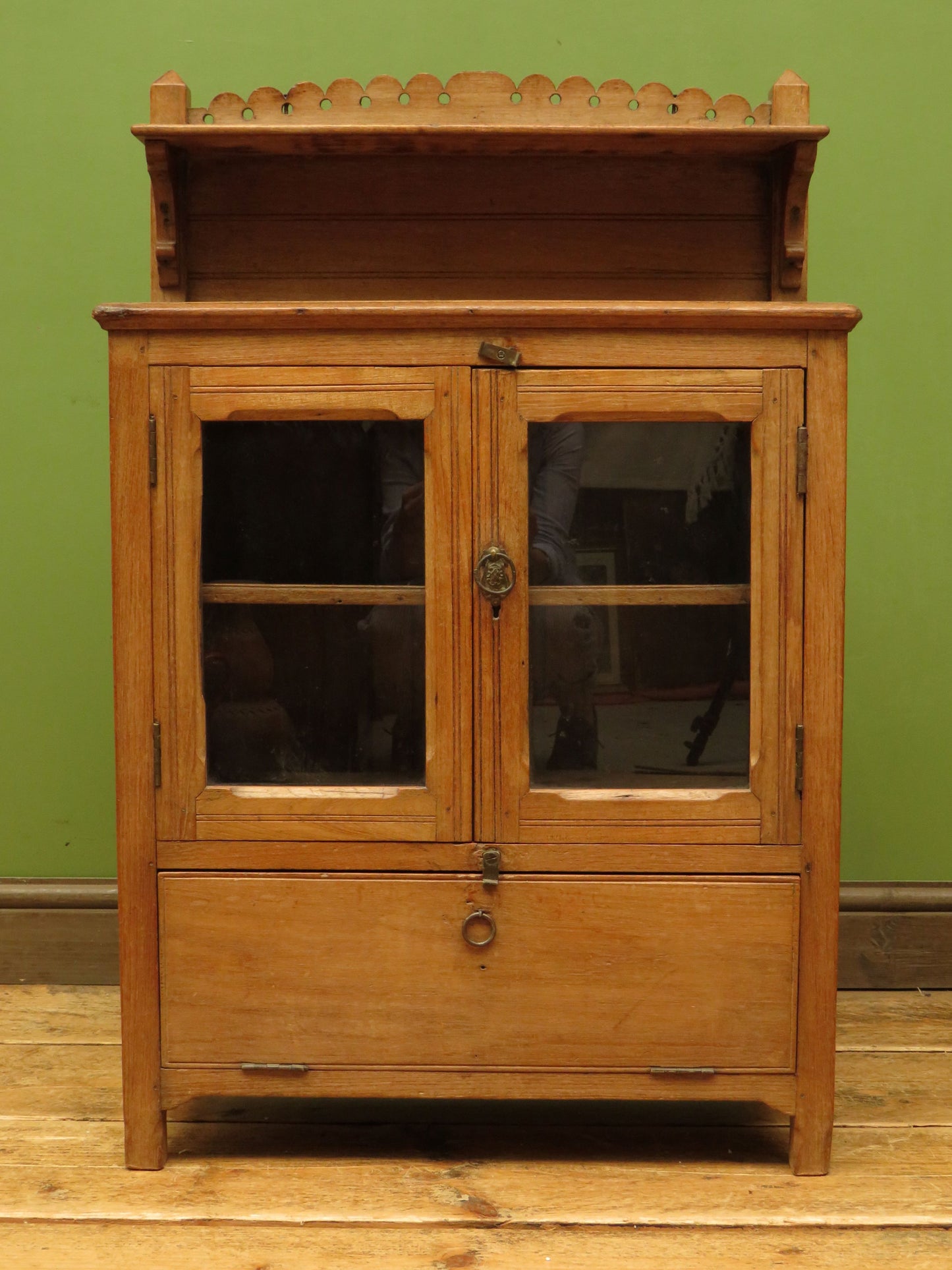 Antique Anglo Indian Spice Cabinet with glazed top and fall front