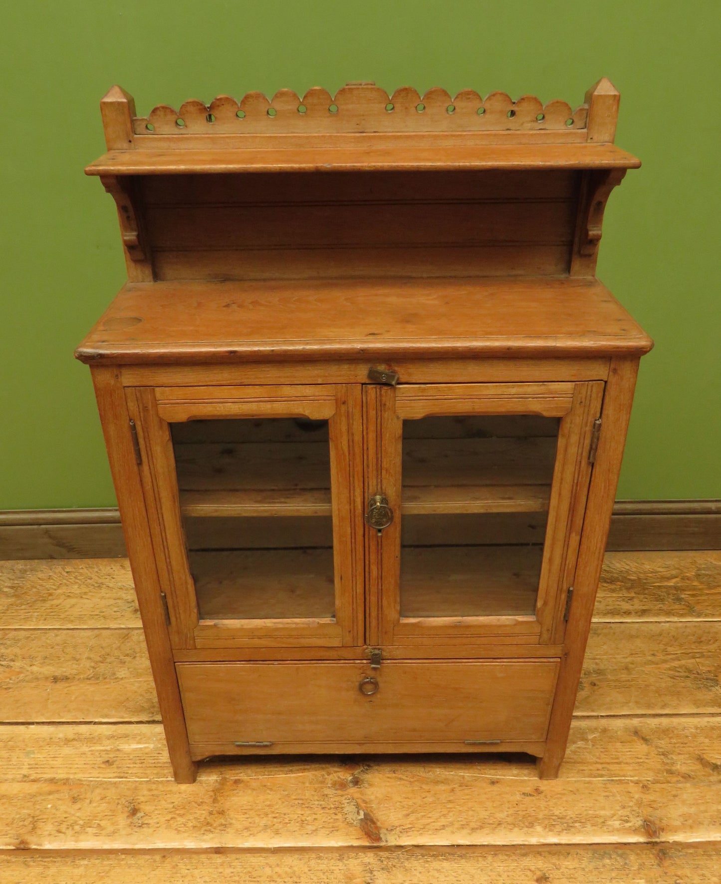 Antique Anglo Indian Spice Cabinet with glazed top and fall front