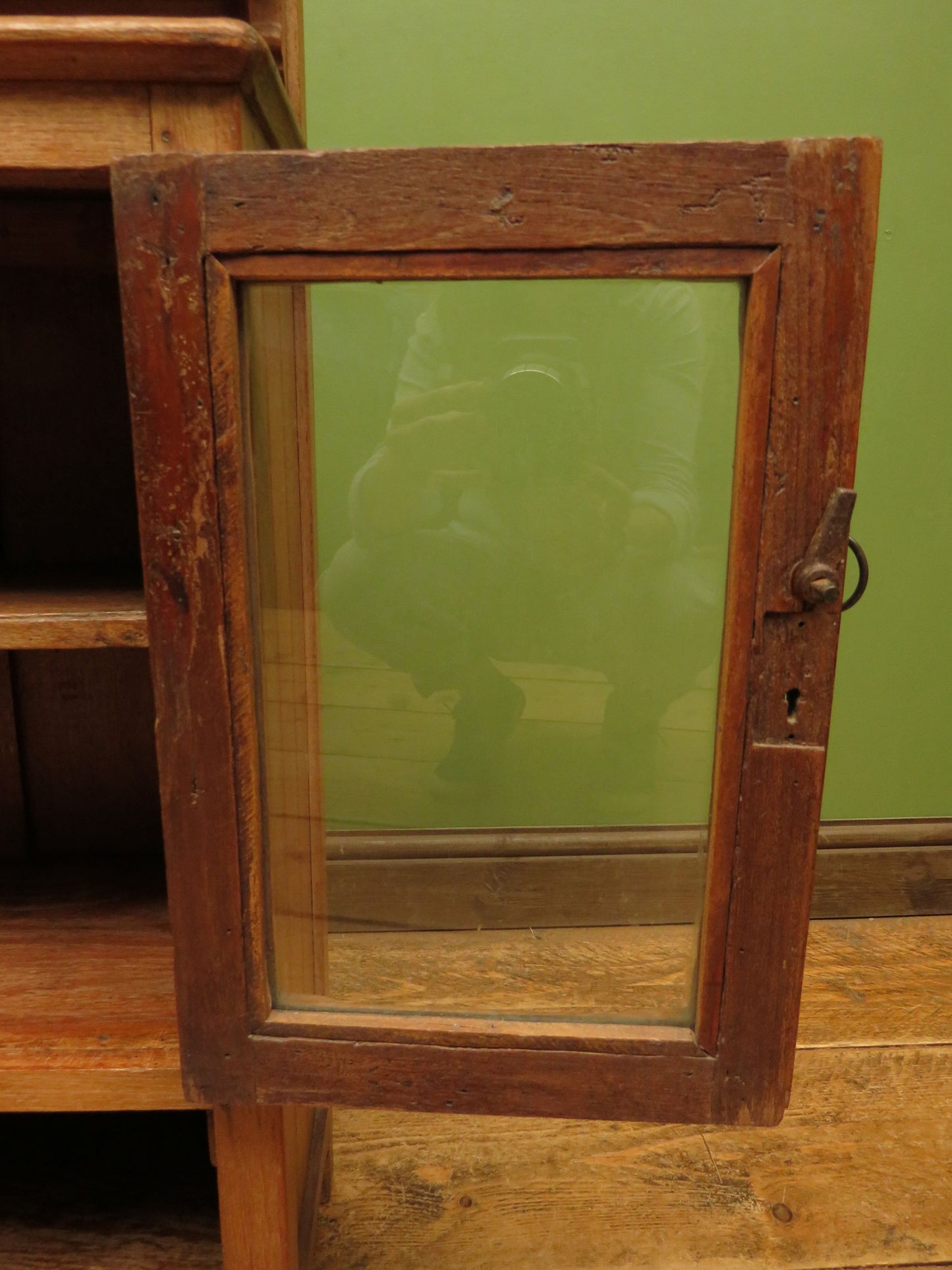 Antique Anglo Indian Spice Cabinet with glazed top and fall front