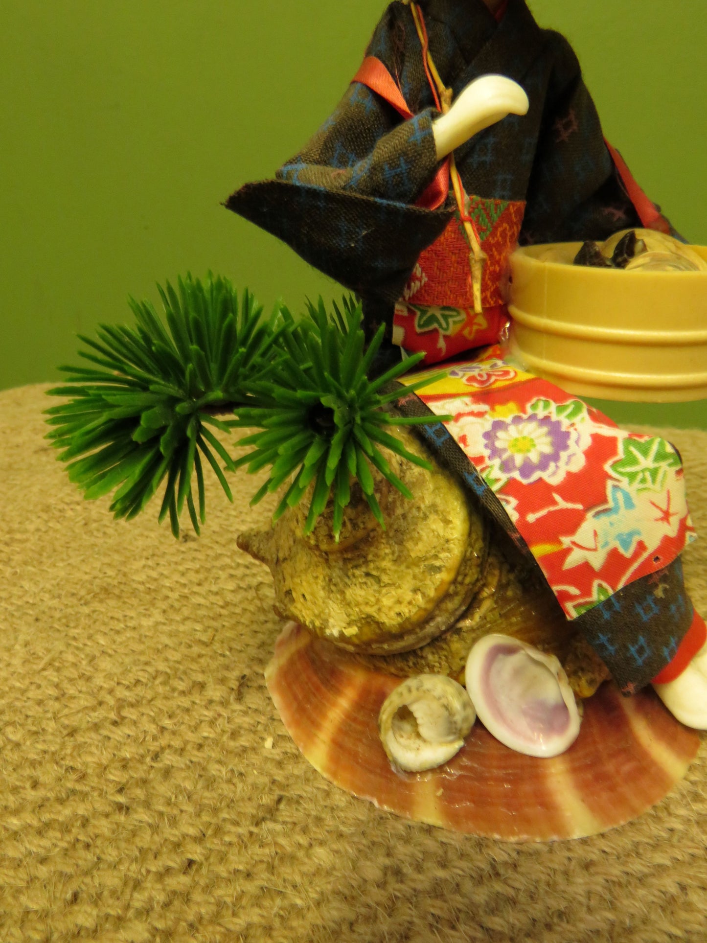 Pair of Vintage Chinese porcelain head Lady Shell Diver dolls