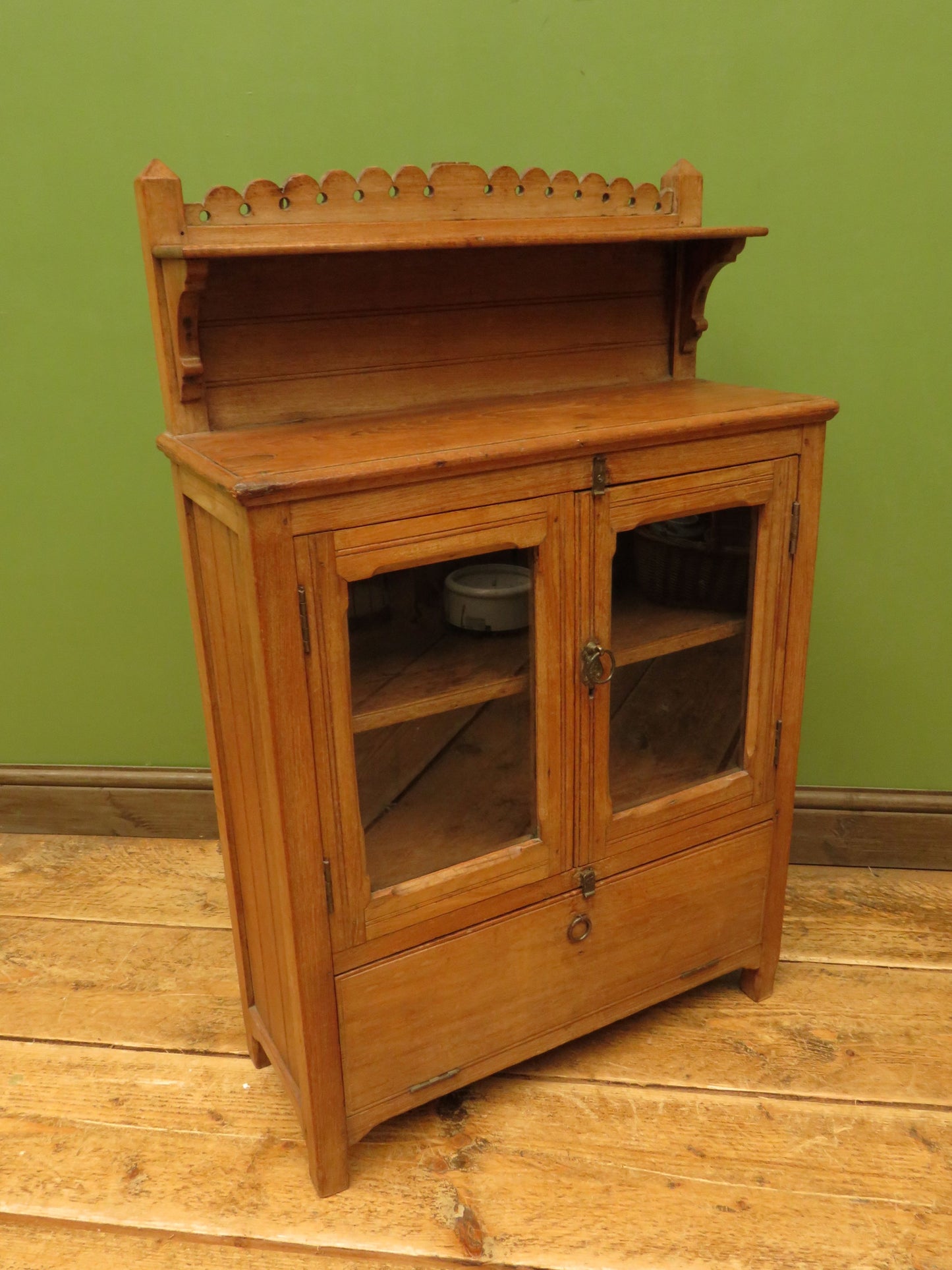 Antique Anglo Indian Spice Cabinet with glazed top and fall front