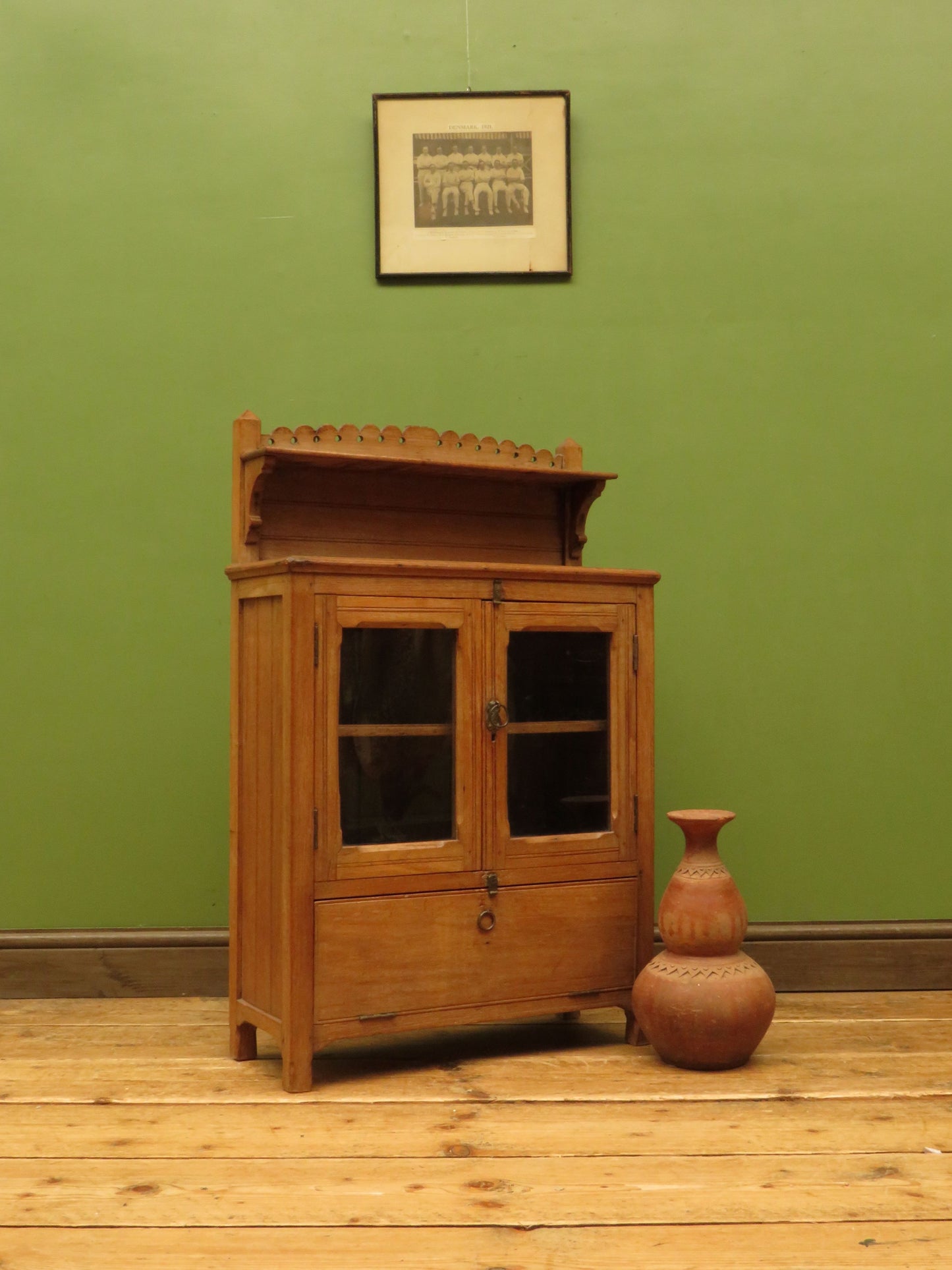 Antique Anglo Indian Spice Cabinet with glazed top and fall front