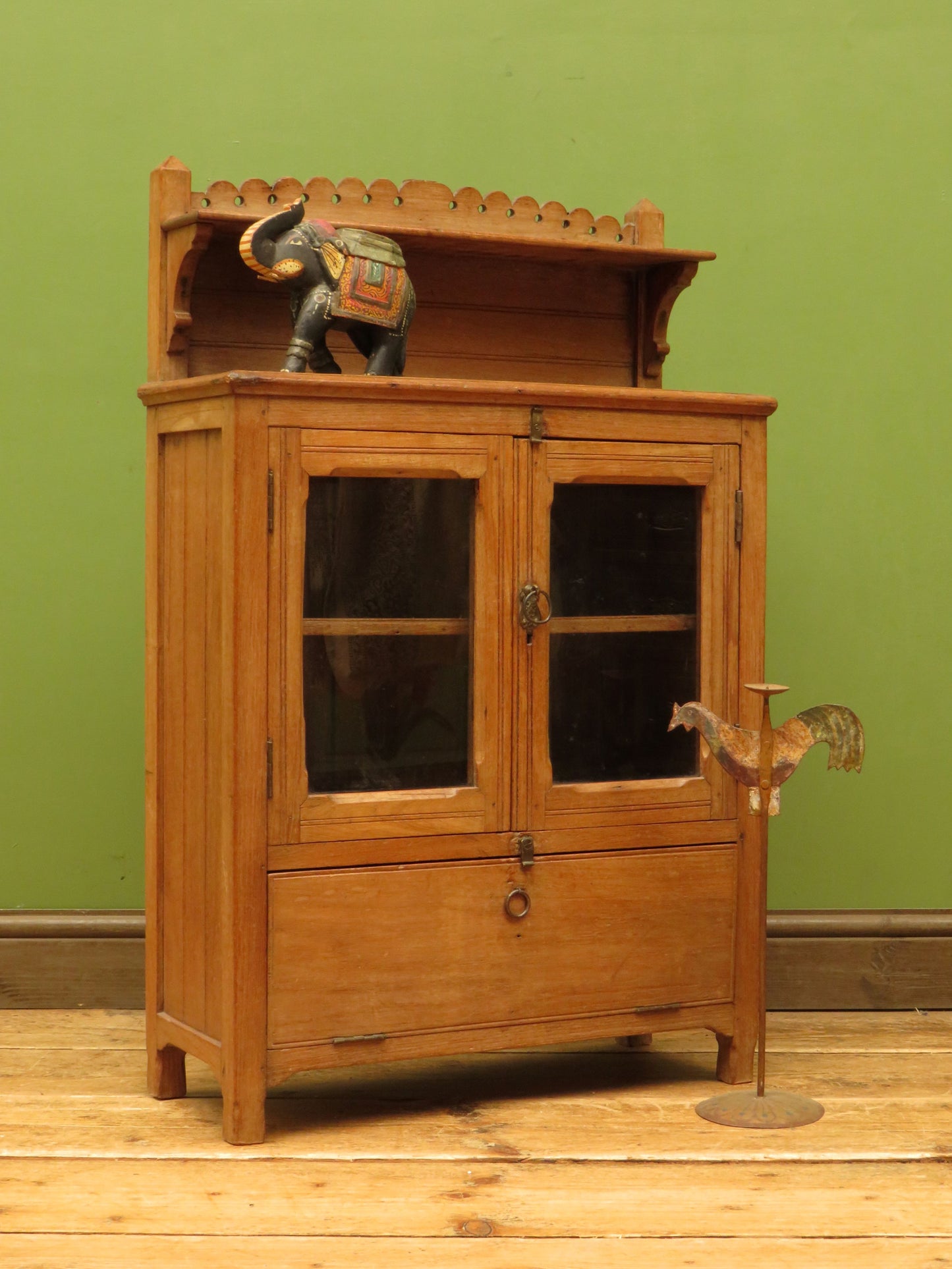Antique Anglo Indian Spice Cabinet with glazed top and fall front