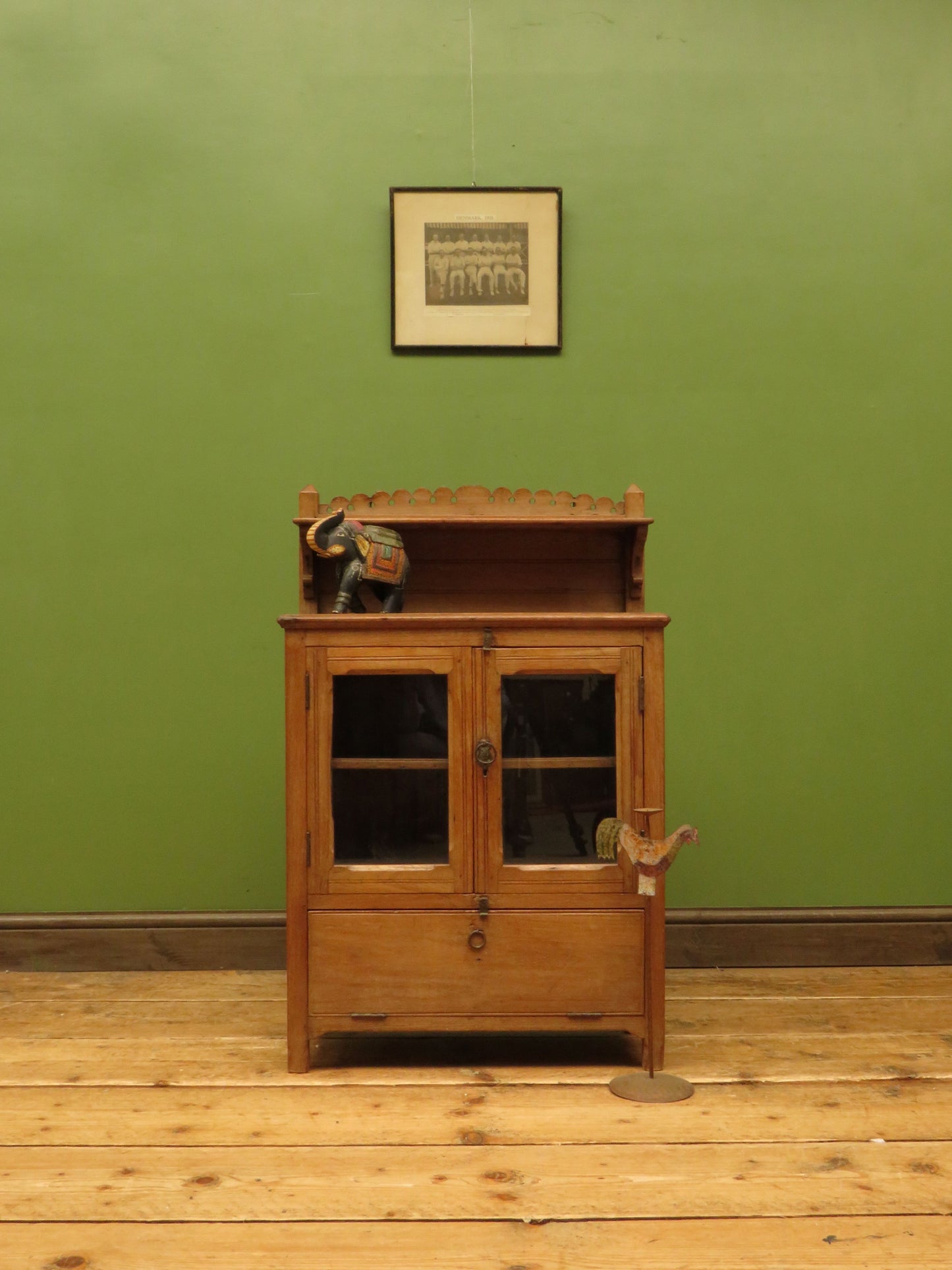 Antique Anglo Indian Spice Cabinet with glazed top and fall front