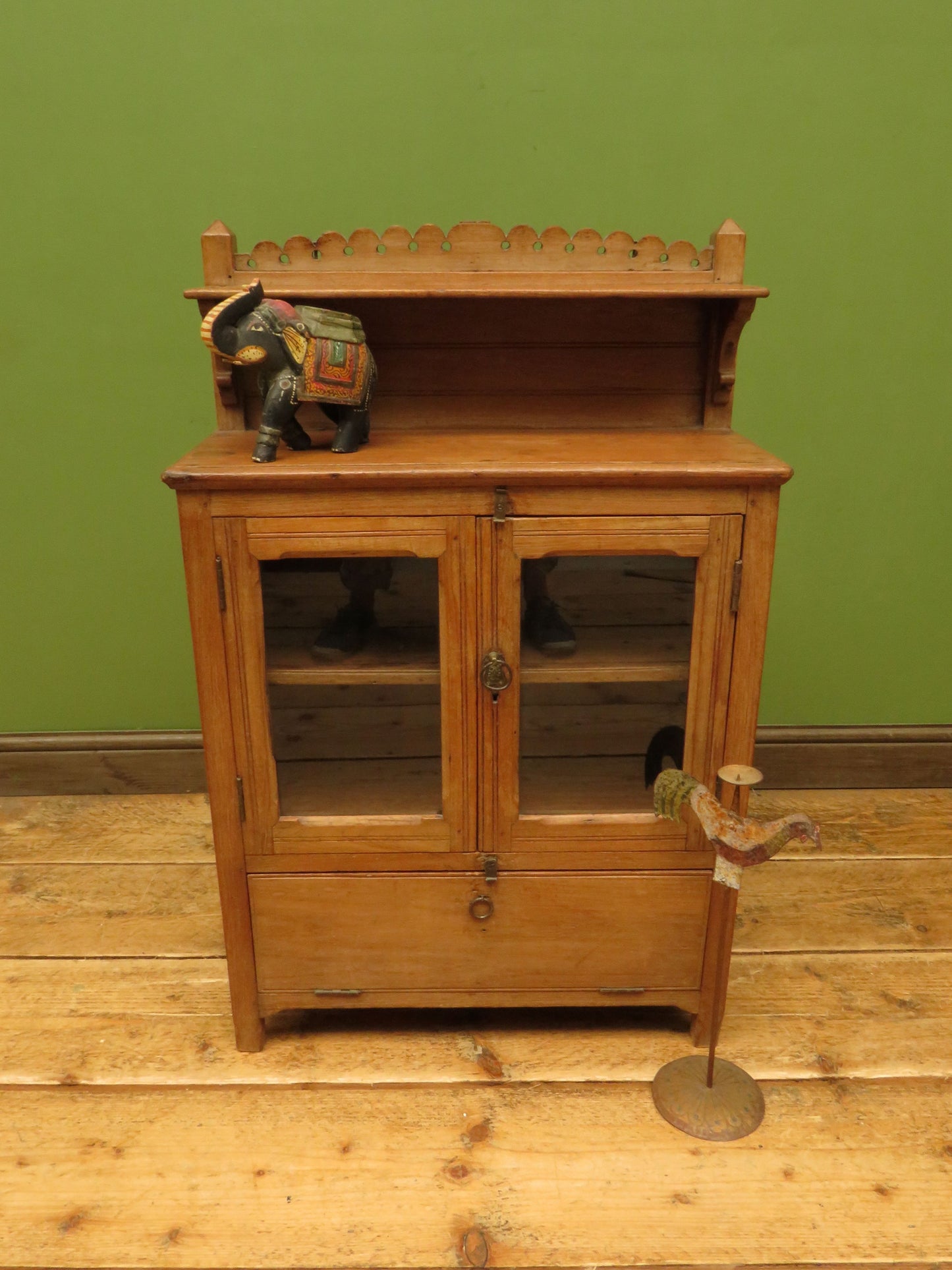Antique Anglo Indian Spice Cabinet with glazed top and fall front