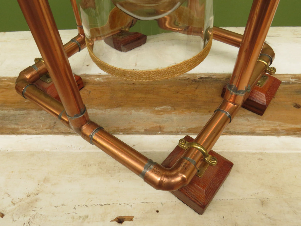 Large Handmade Industrial Steampunk Copper and Wood Table Lamp