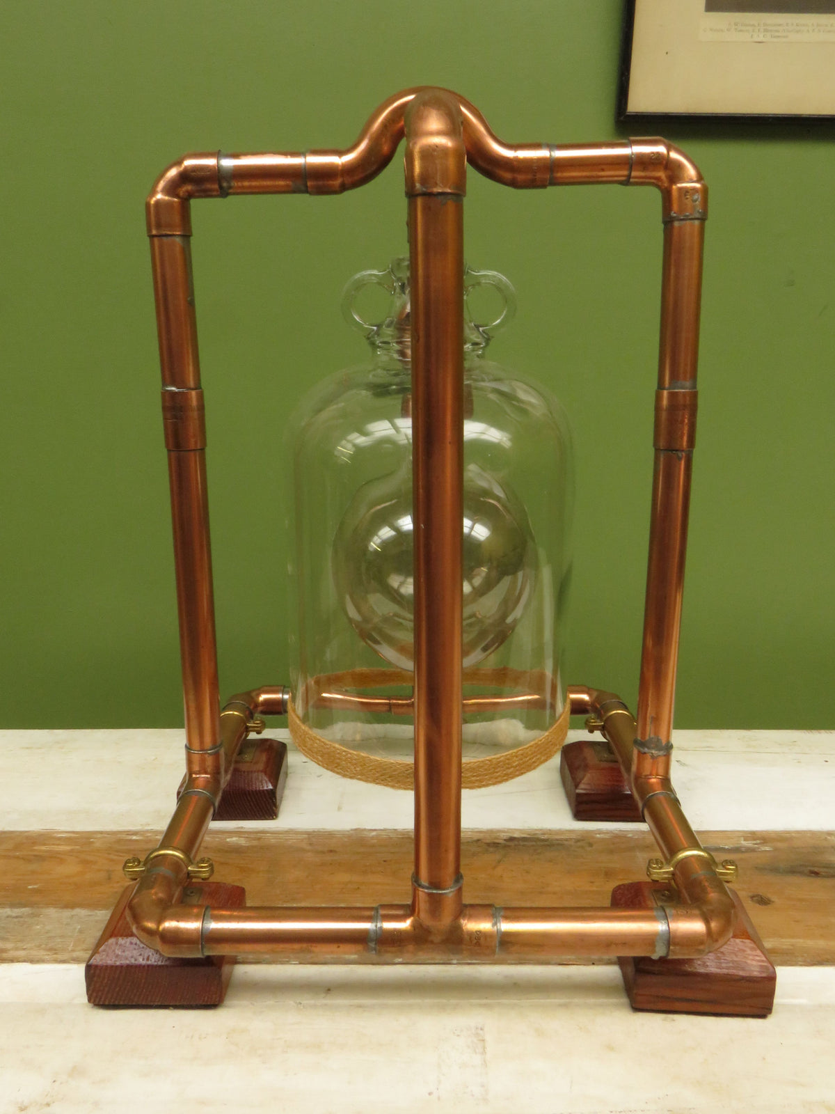 Large Handmade Industrial Steampunk Copper and Wood Table Lamp